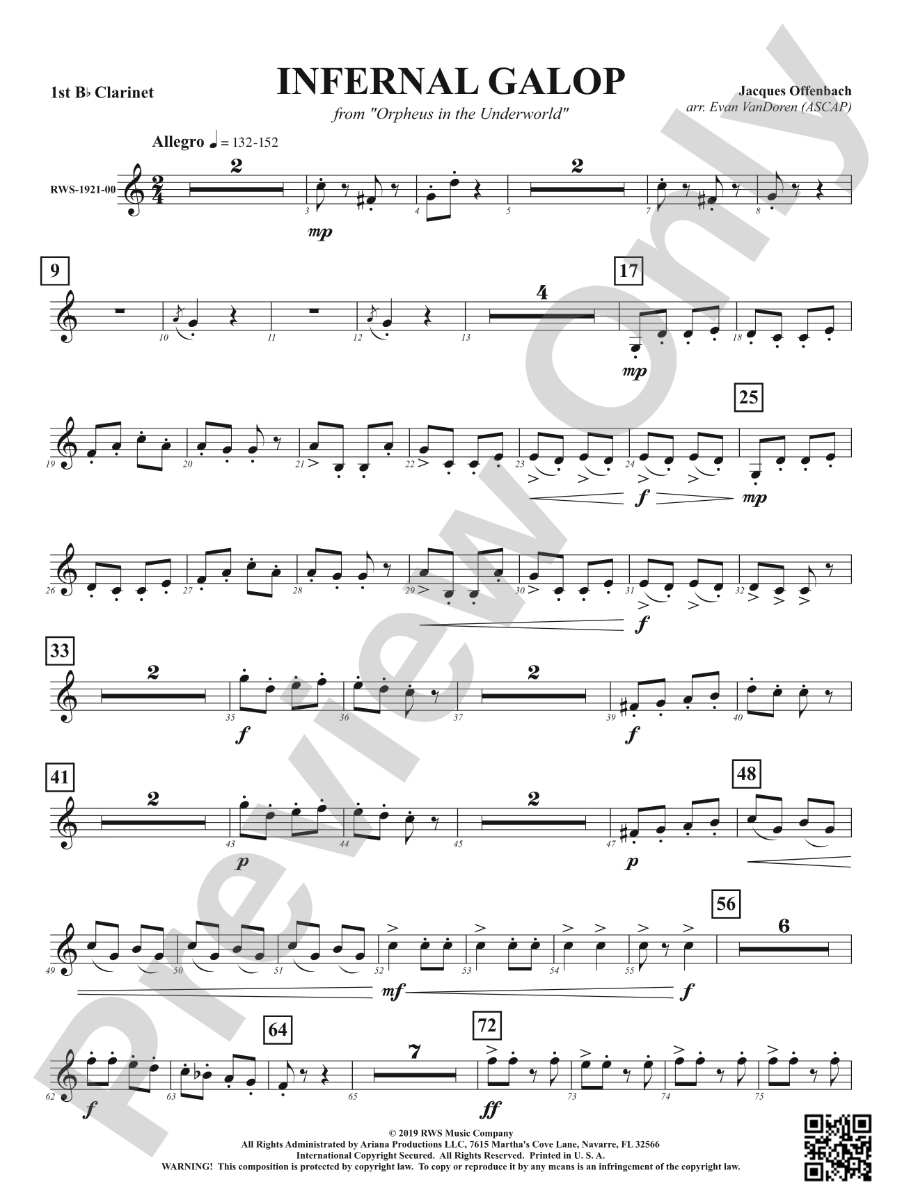 Infernal Galop - From <i>Orpheus in the Underworld</i>: 1st B-flat Clarinet