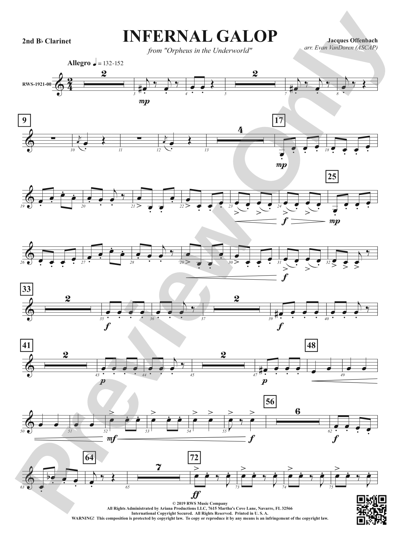 Infernal Galop - From <i>Orpheus in the Underworld</i>: 2nd B-flat Clarinet