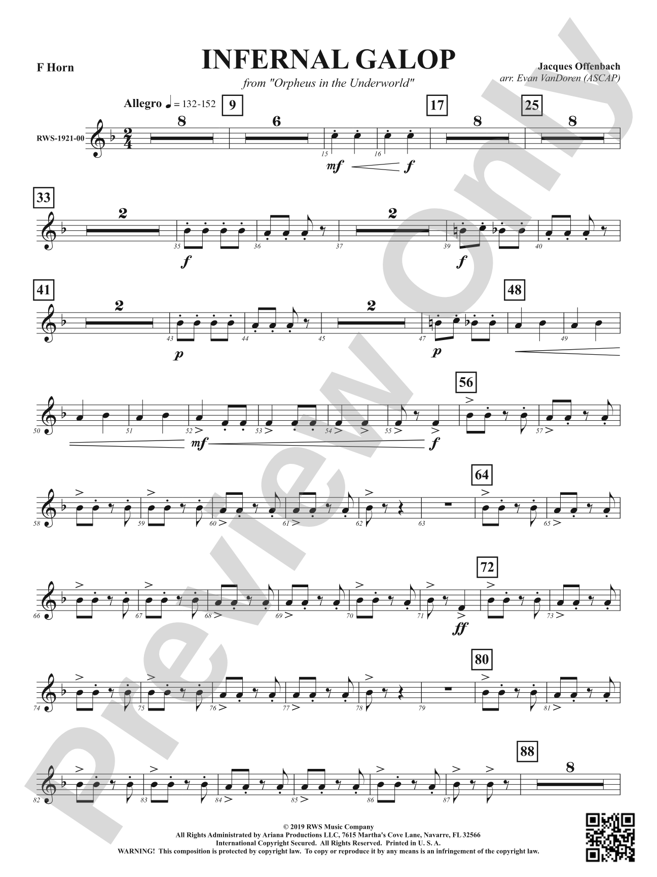 Infernal Galop - From <i>Orpheus in the Underworld</i>: 1st F Horn
