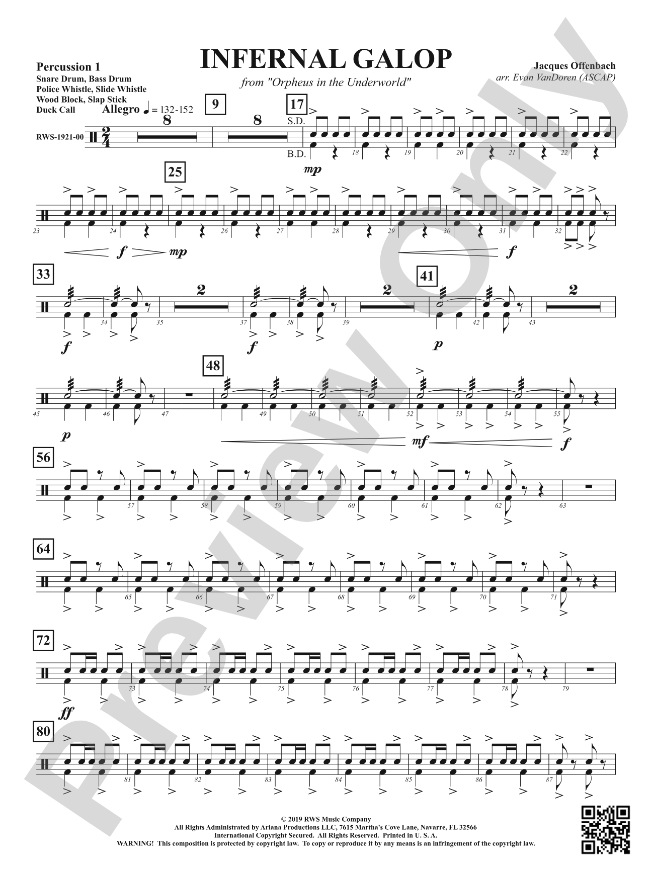 Infernal Galop - From <i>Orpheus in the Underworld</i>: 1st Percussion