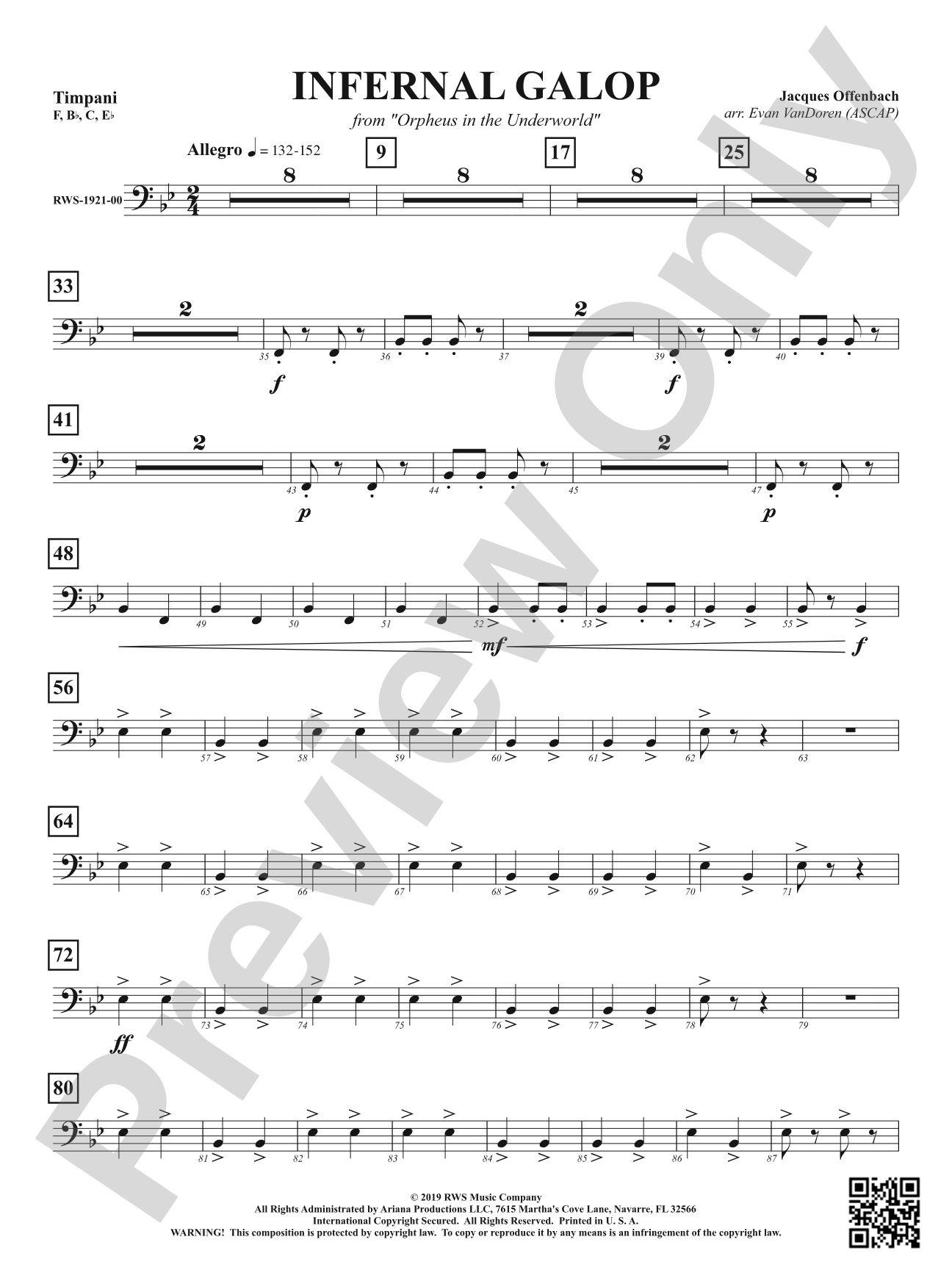 Infernal Galop - From <i>Orpheus in the Underworld</i>: Timpani