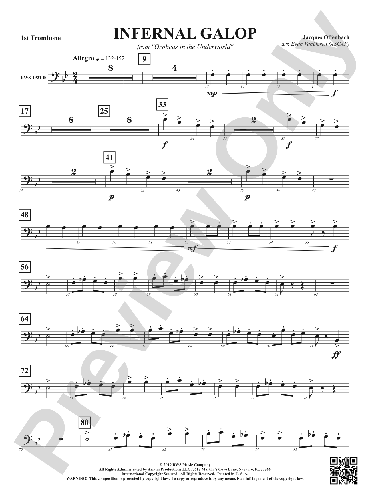 Infernal Galop - From <i>Orpheus in the Underworld</i>: 1st Trombone