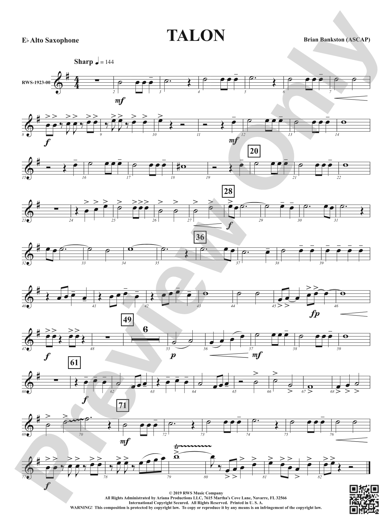 Talon: 1st E-flat Alto Saxophone