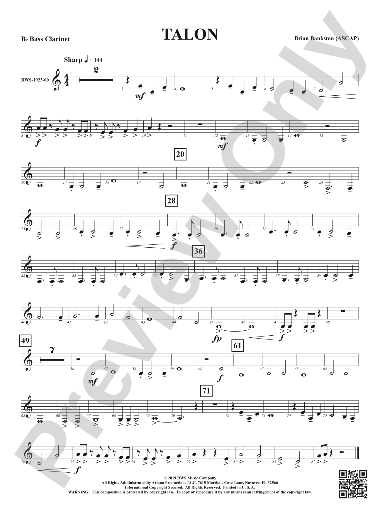 Talon: B-flat Bass Clarinet