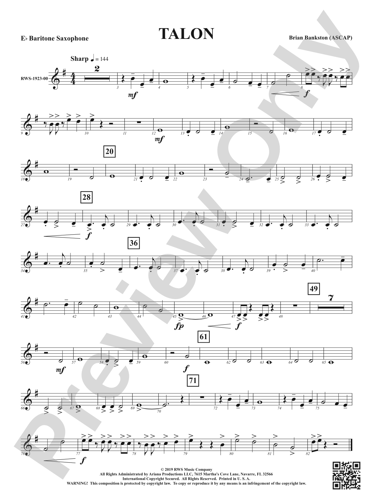 Talon: E-flat Baritone Saxophone