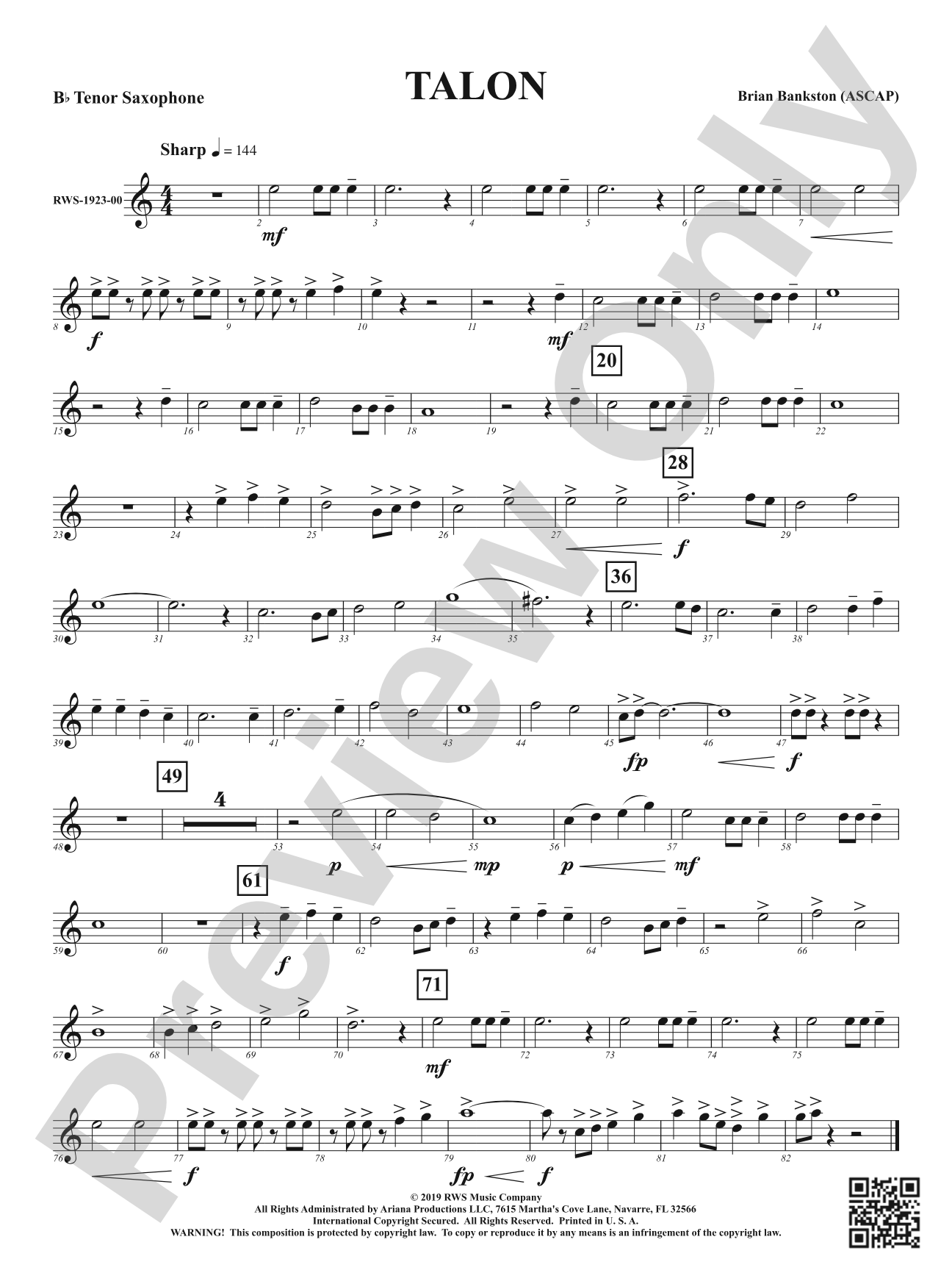 Talon: B-flat Tenor Saxophone