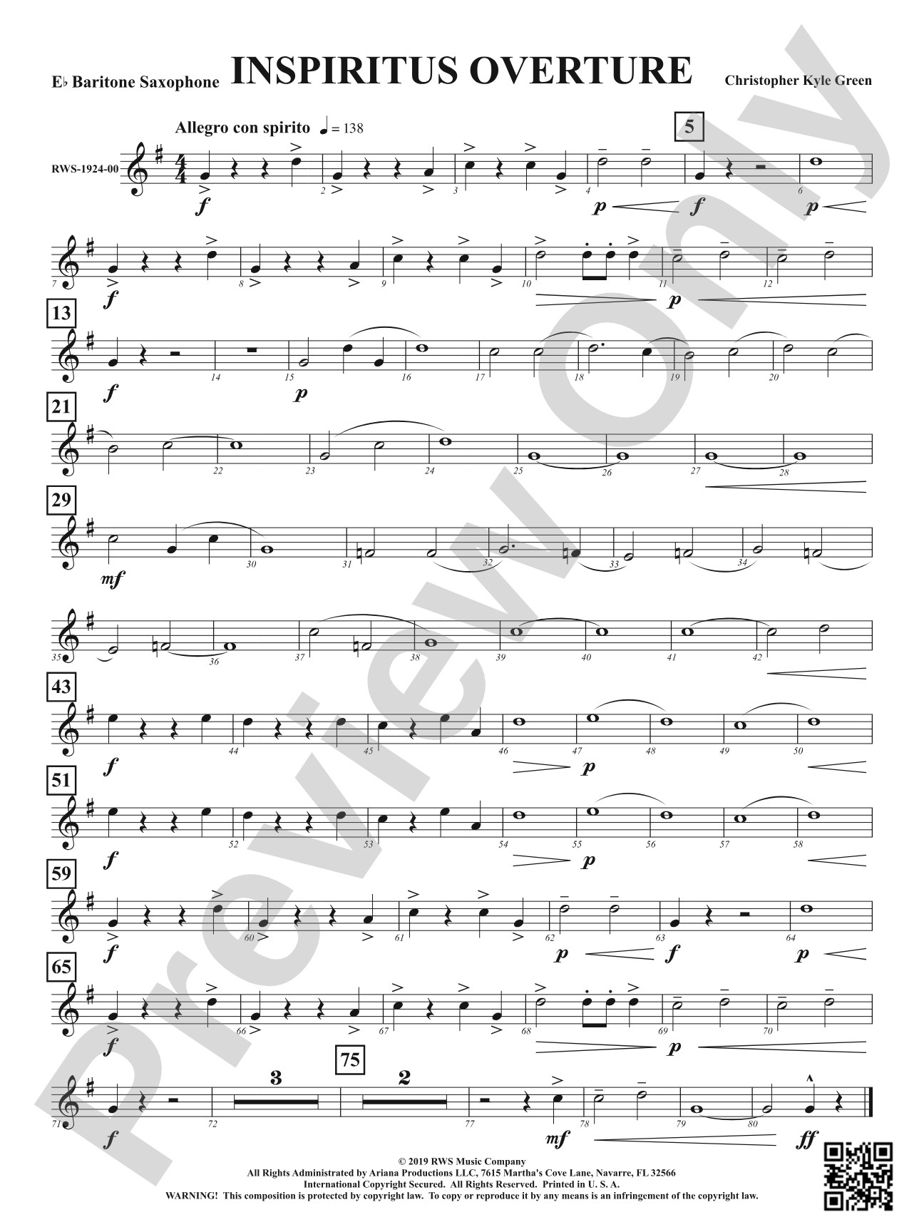 Inspiritus Overture: E-flat Baritone Saxophone