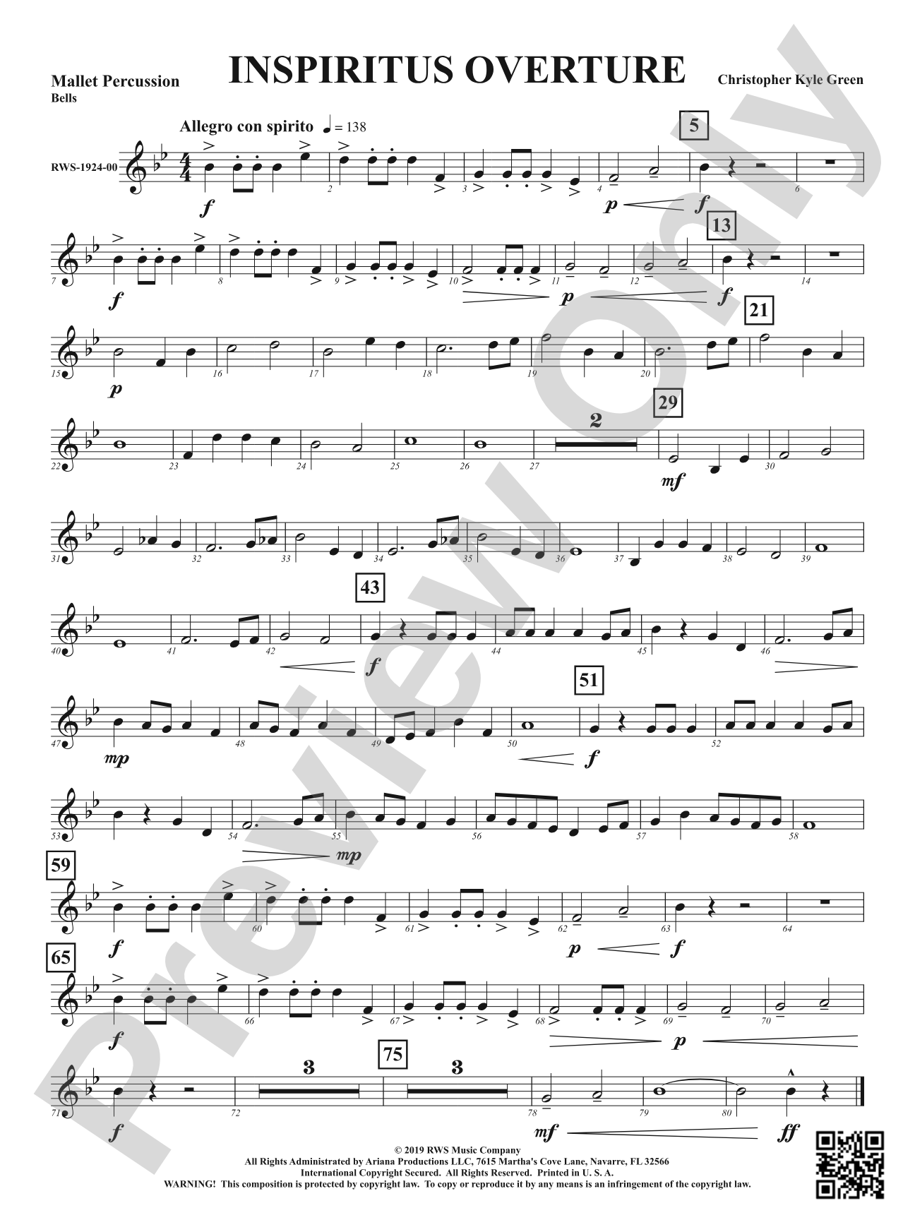 Inspiritus Overture: 1st Mallet Percussion