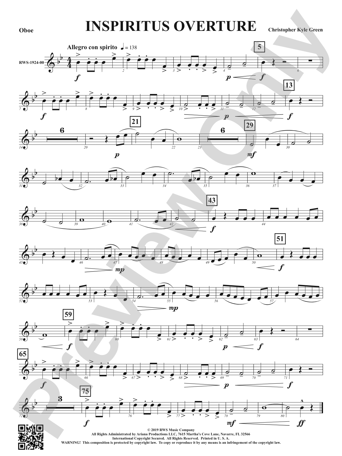 Inspiritus Overture: Oboe