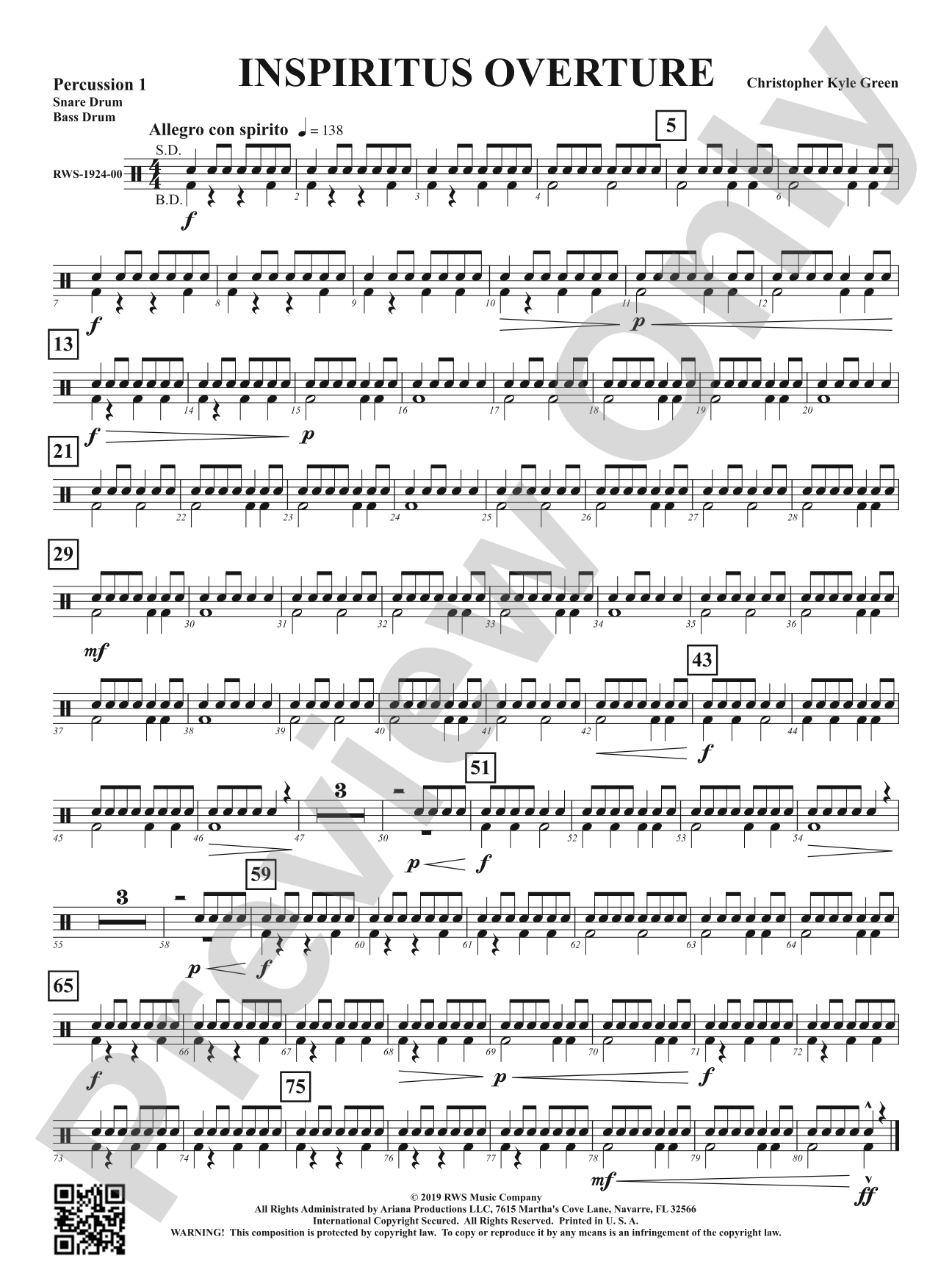 Inspiritus Overture: 1st Percussion