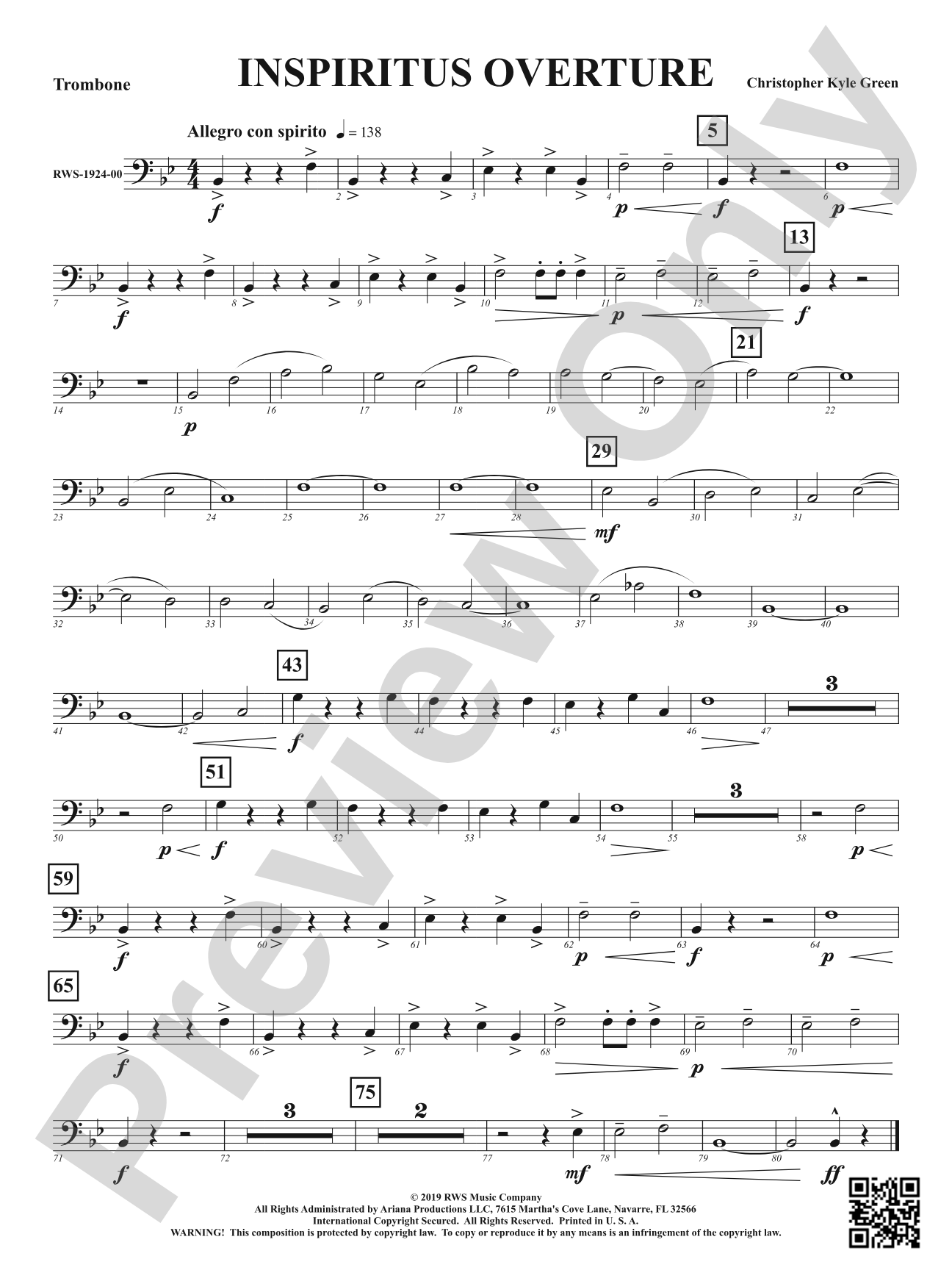 Inspiritus Overture: 1st Trombone