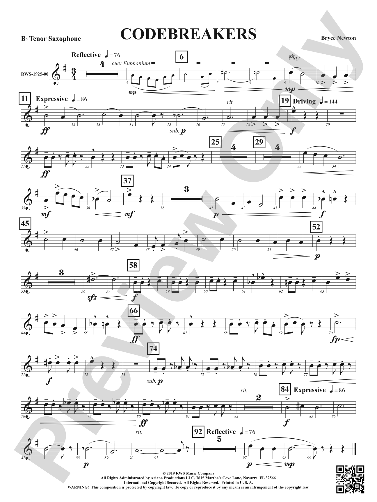 Codebreakers: B-flat Tenor Saxophone