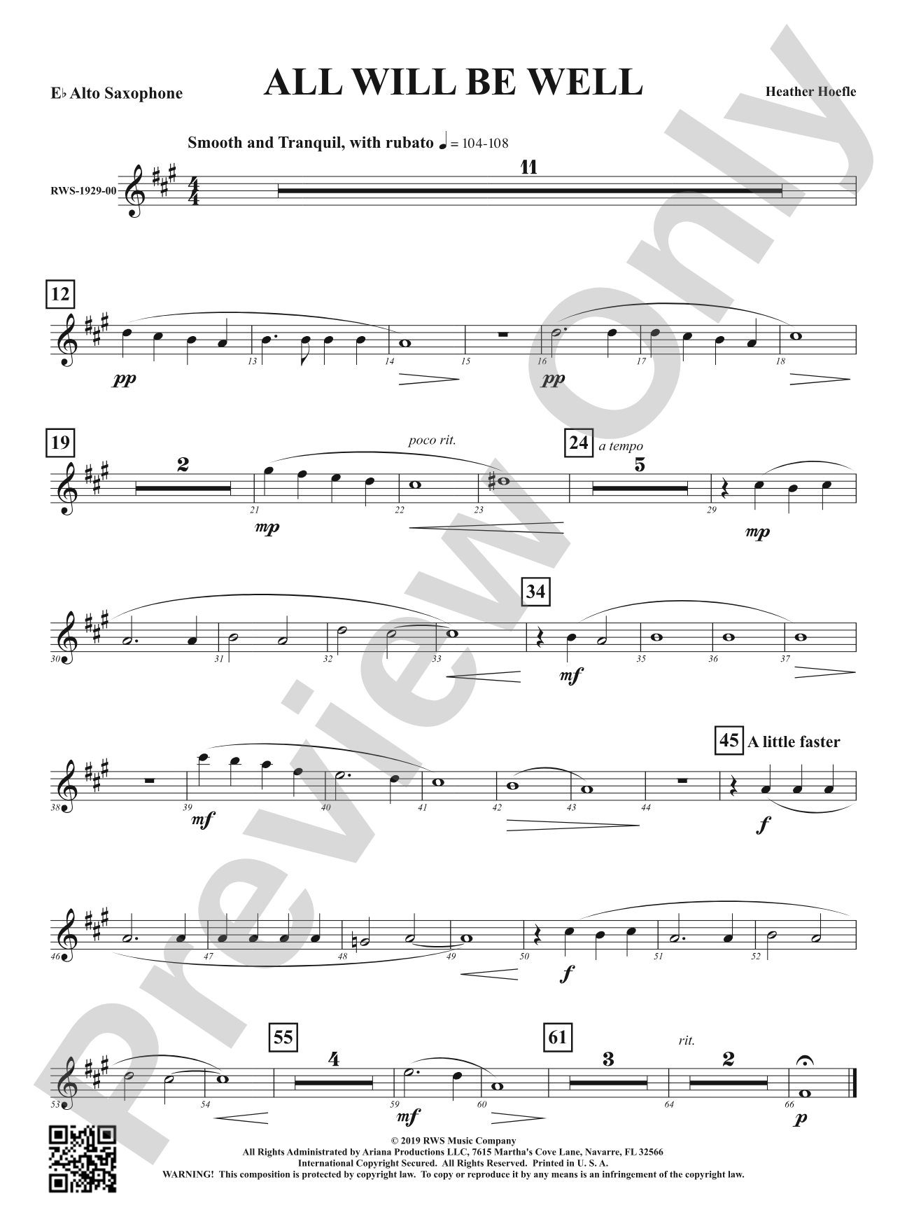 All Will Be Well: 1st E-flat Alto Saxophone