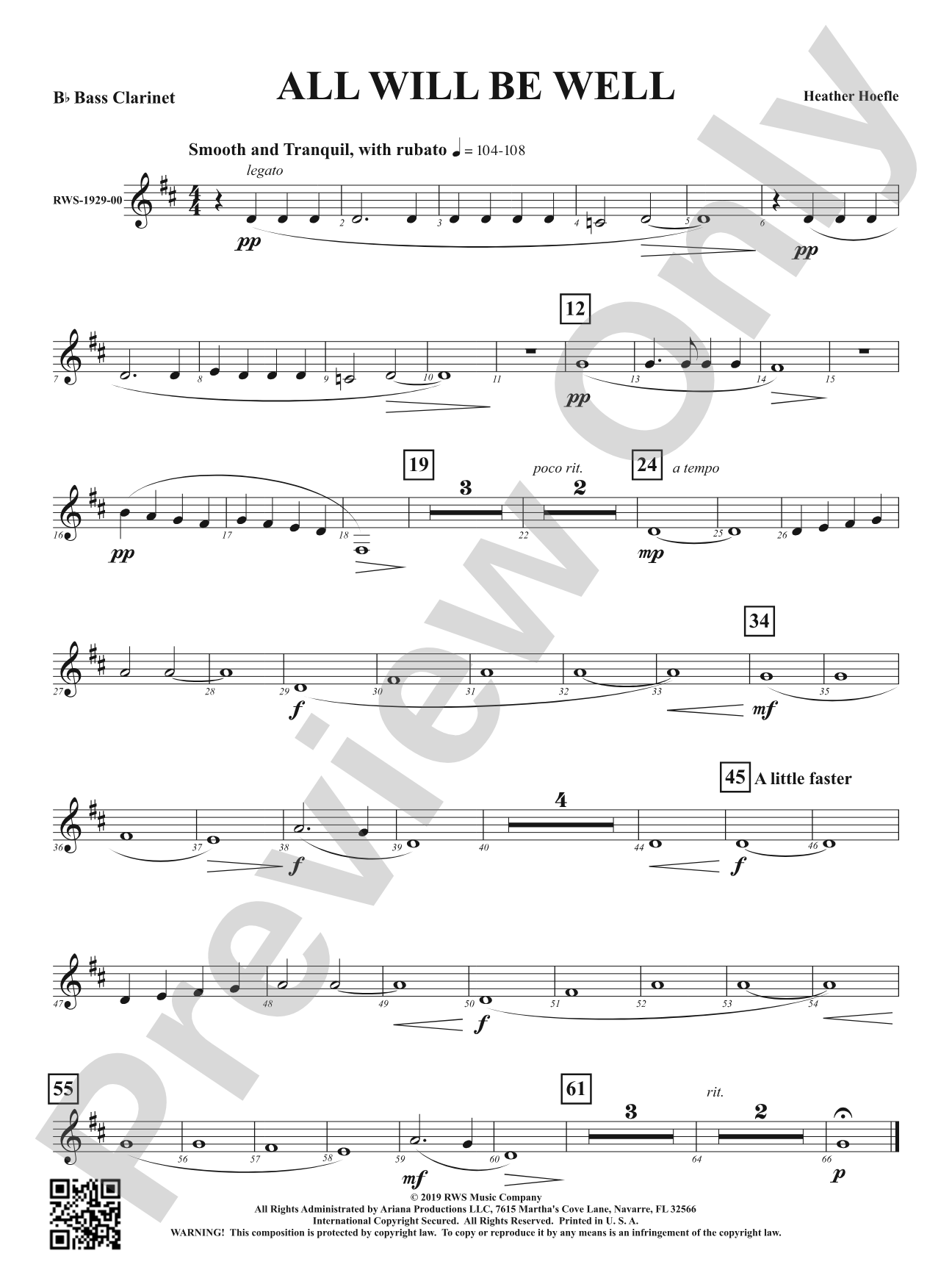 All Will Be Well: B-flat Bass Clarinet