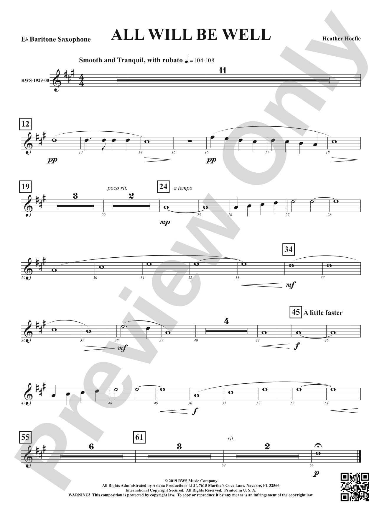 All Will Be Well: E-flat Baritone Saxophone