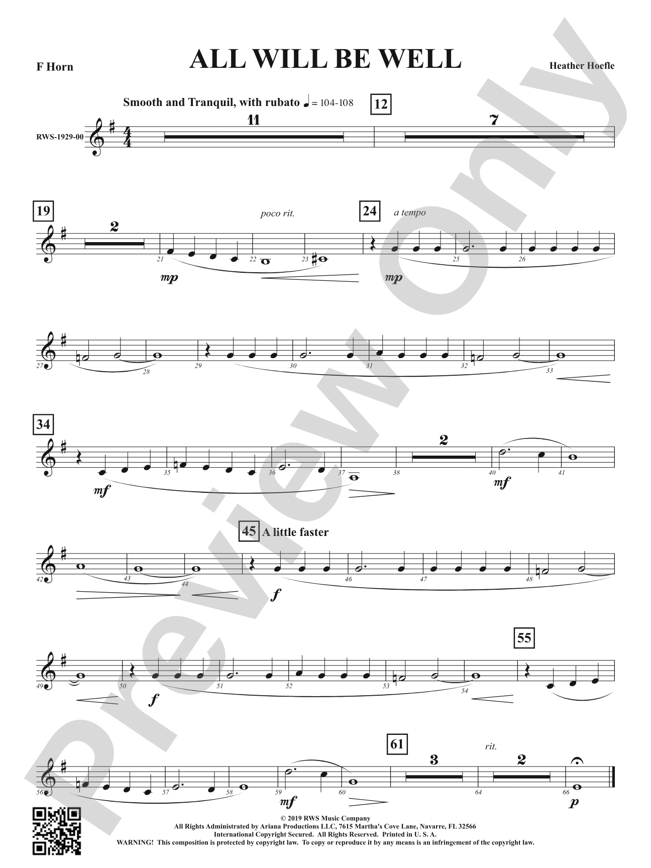 All Will Be Well: 1st F Horn