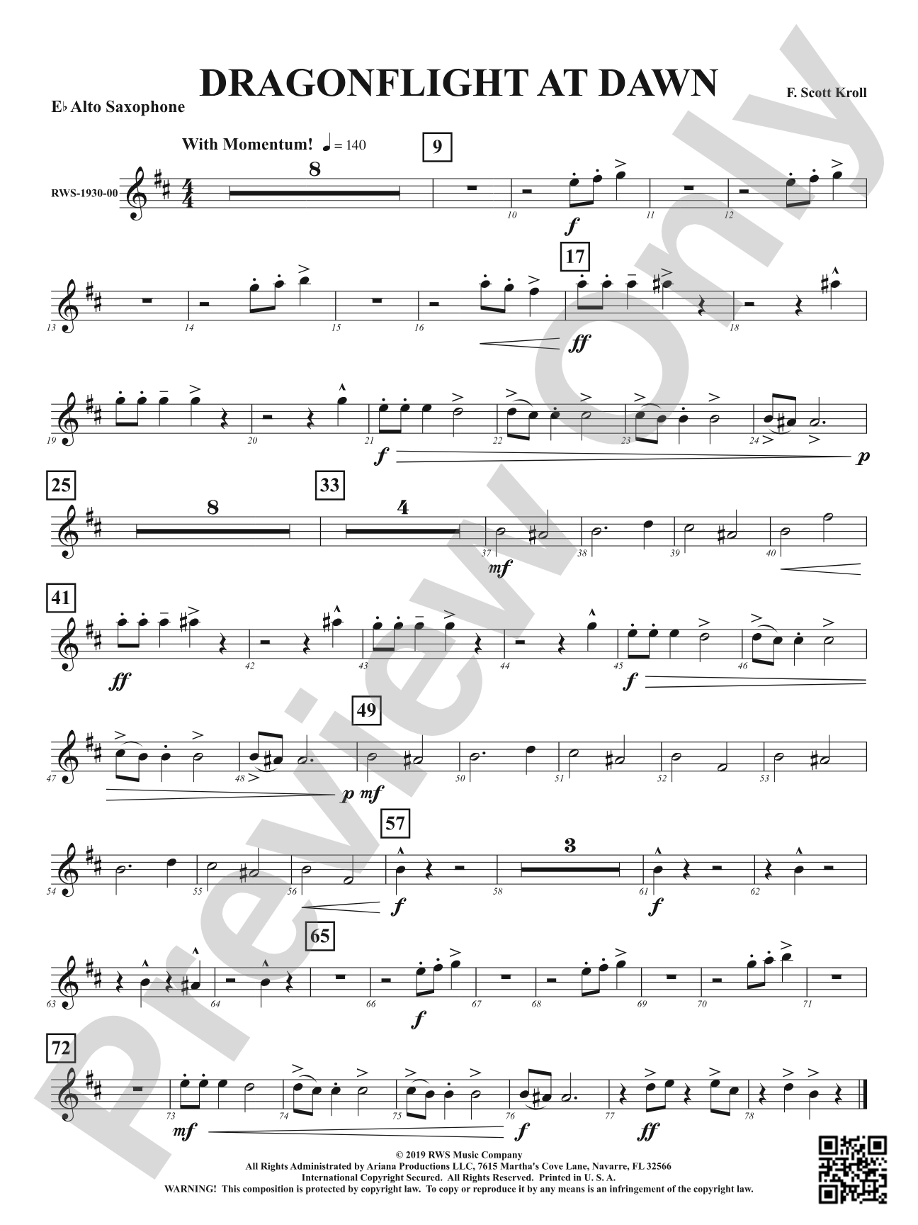 Dragonflight at Dawn: 1st E-flat Alto Saxophone