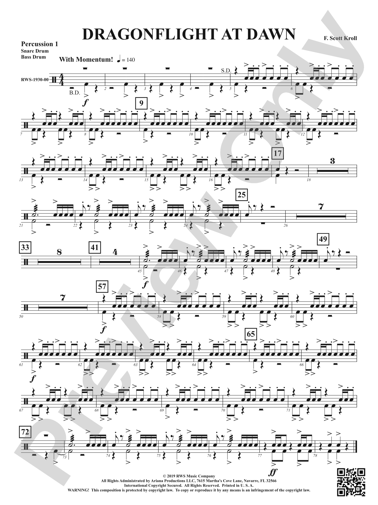 Dragonflight at Dawn: 1st Percussion