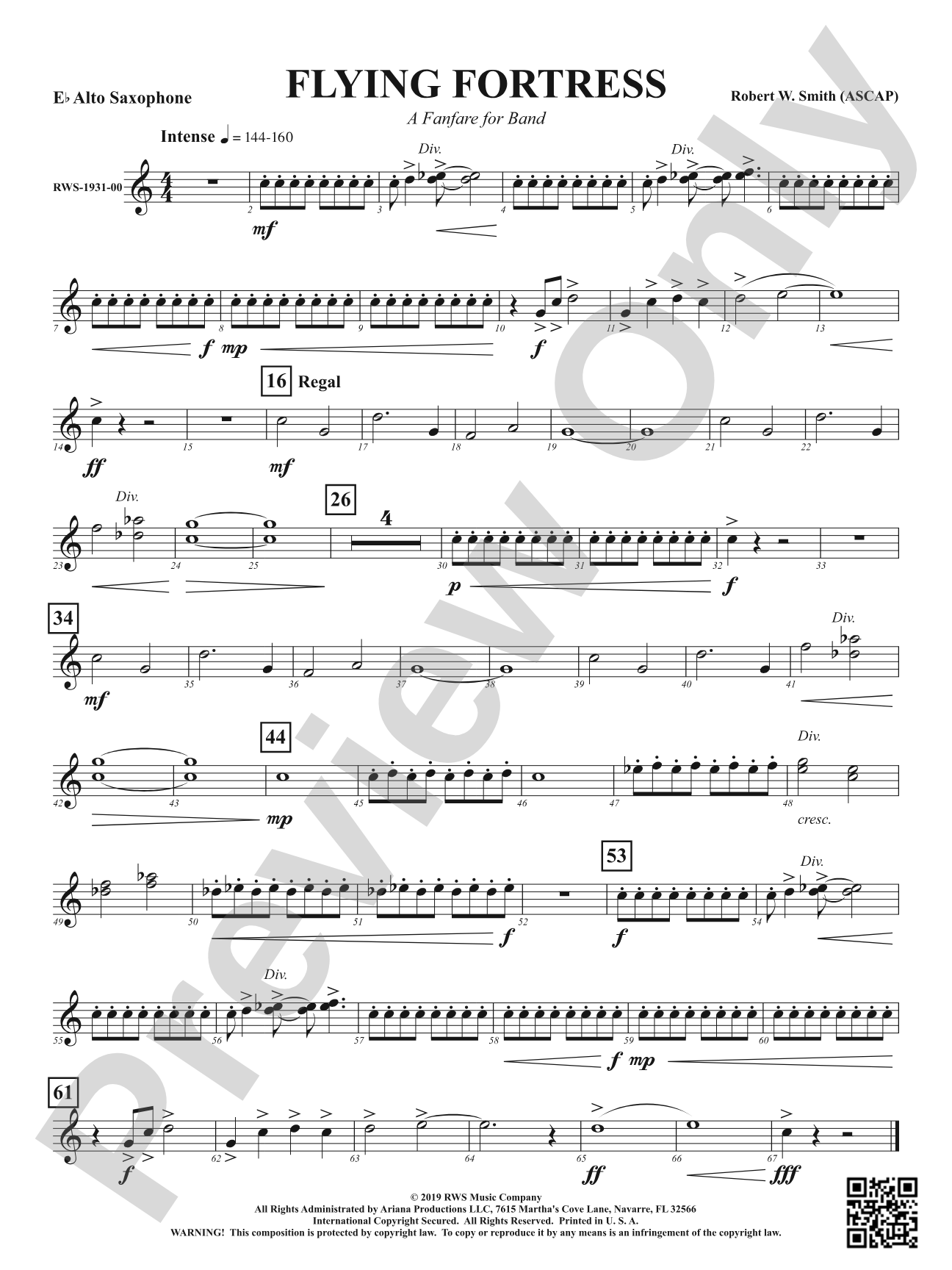 Flying Fortress - A Fanfare for Band: 1st E-flat Alto Saxophone