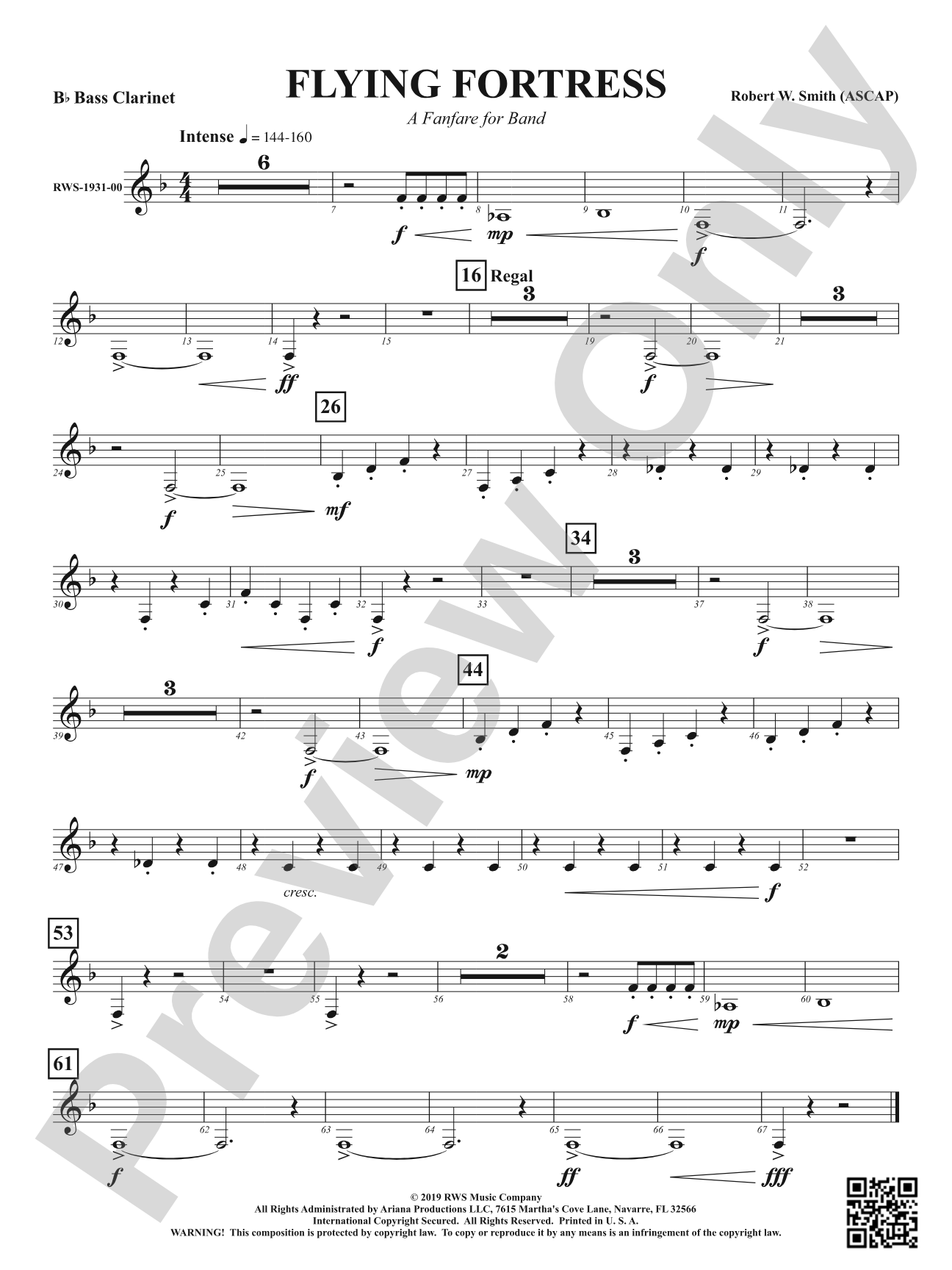 Flying Fortress - A Fanfare for Band: B-flat Bass Clarinet