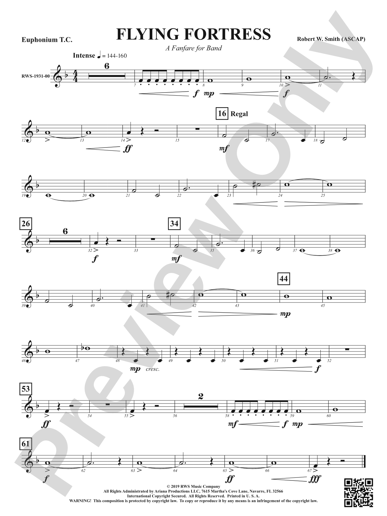 Flying Fortress - A Fanfare for Band: Baritone T.C.