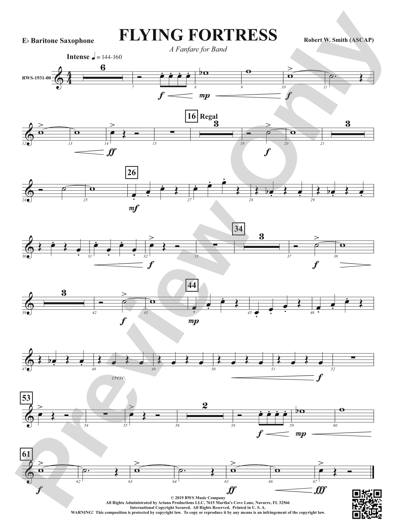 Flying Fortress - A Fanfare for Band: E-flat Baritone Saxophone
