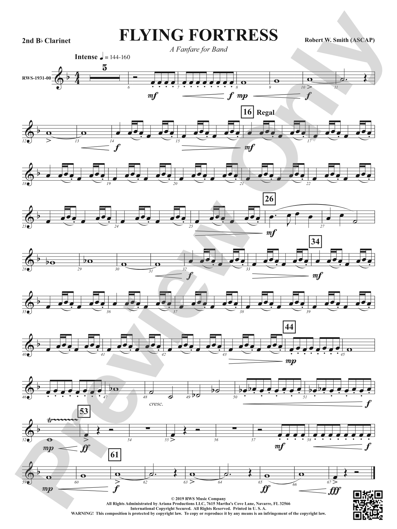 Flying Fortress - A Fanfare for Band: 2nd B-flat Clarinet