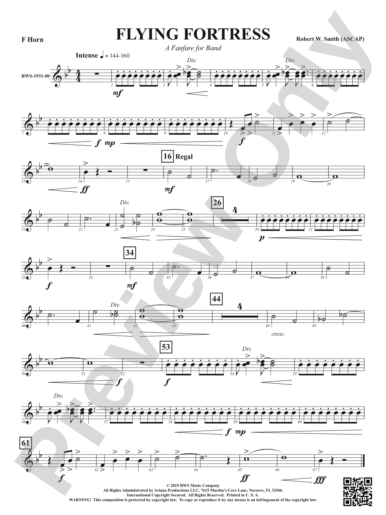 Flying Fortress - A Fanfare for Band: 1st F Horn