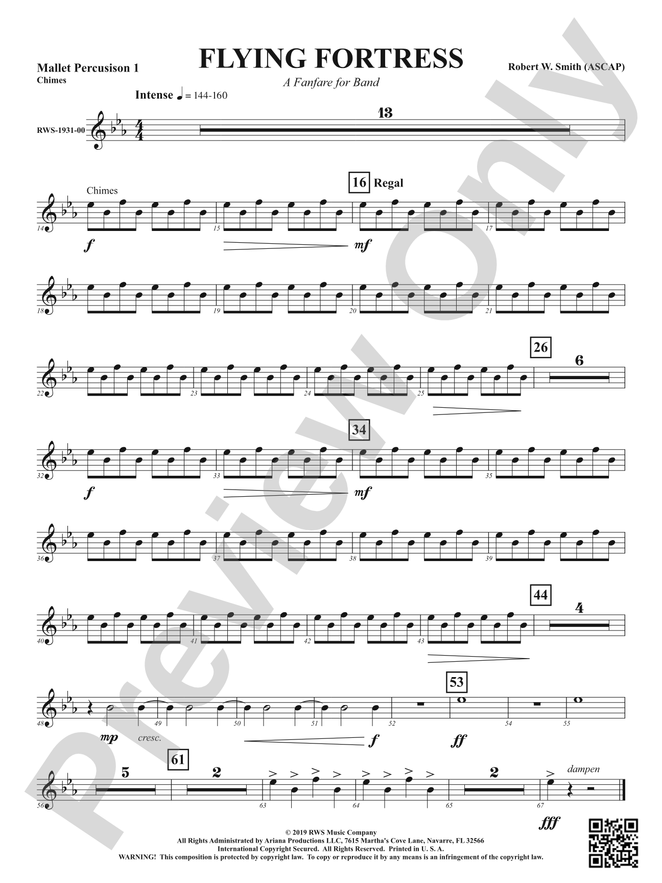 Flying Fortress - A Fanfare for Band: 1st Mallet Percussion