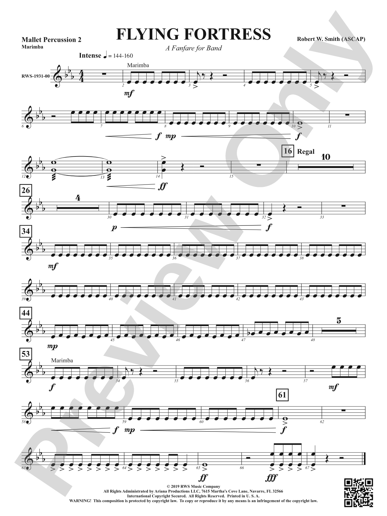 Flying Fortress - A Fanfare for Band: 2nd Mallet Percussion