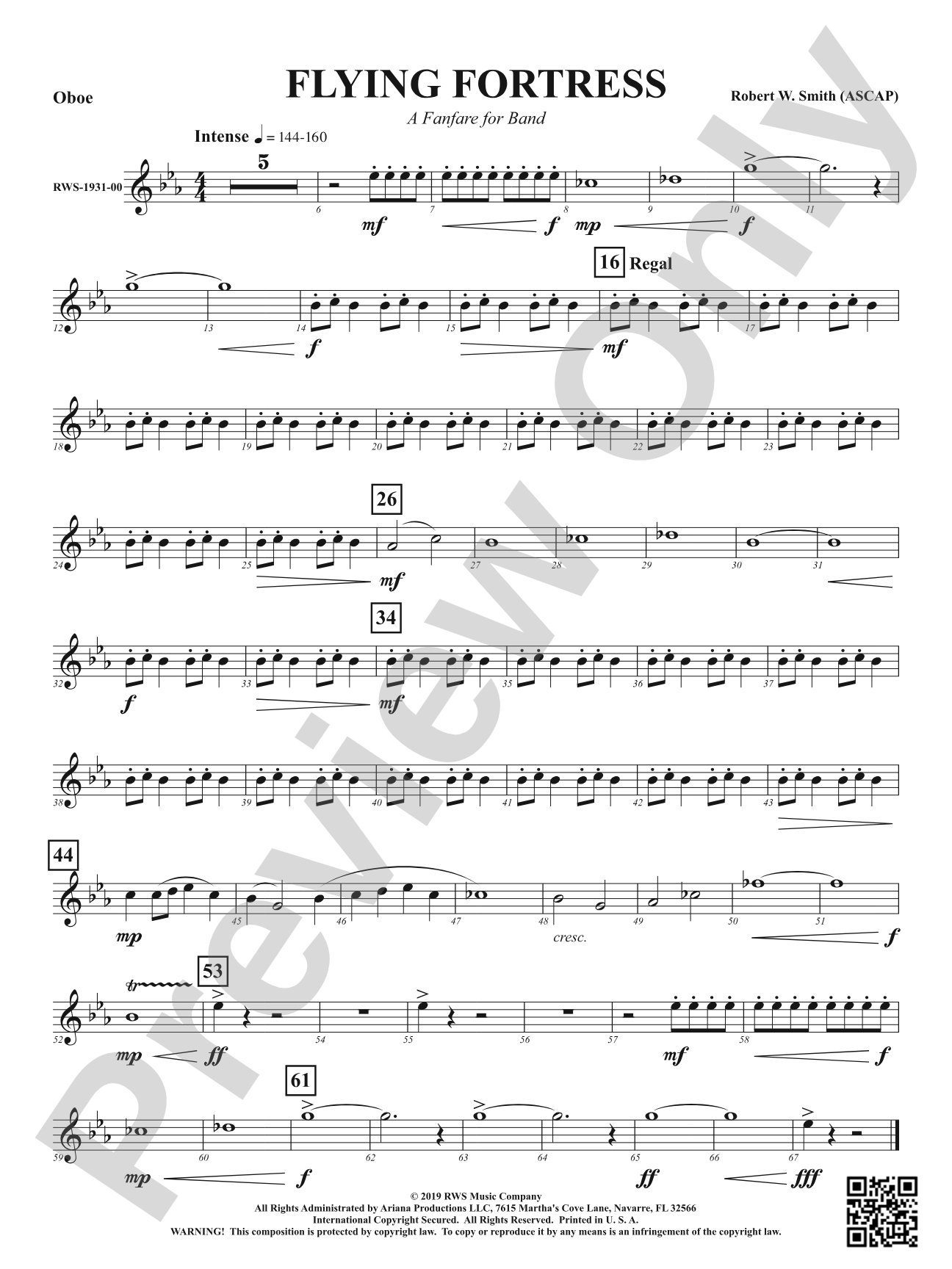 Flying Fortress - A Fanfare for Band: Oboe