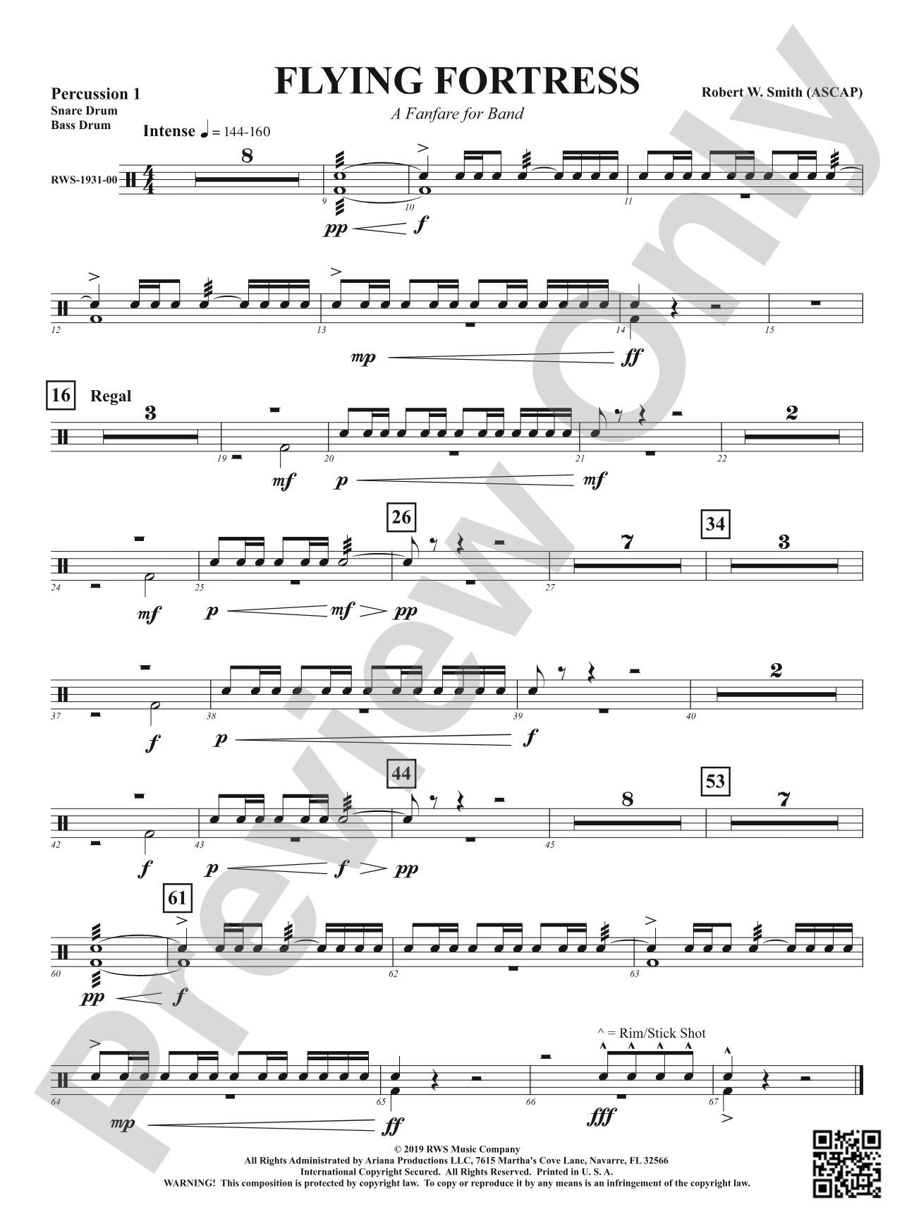 Flying Fortress - A Fanfare for Band: 1st Percussion