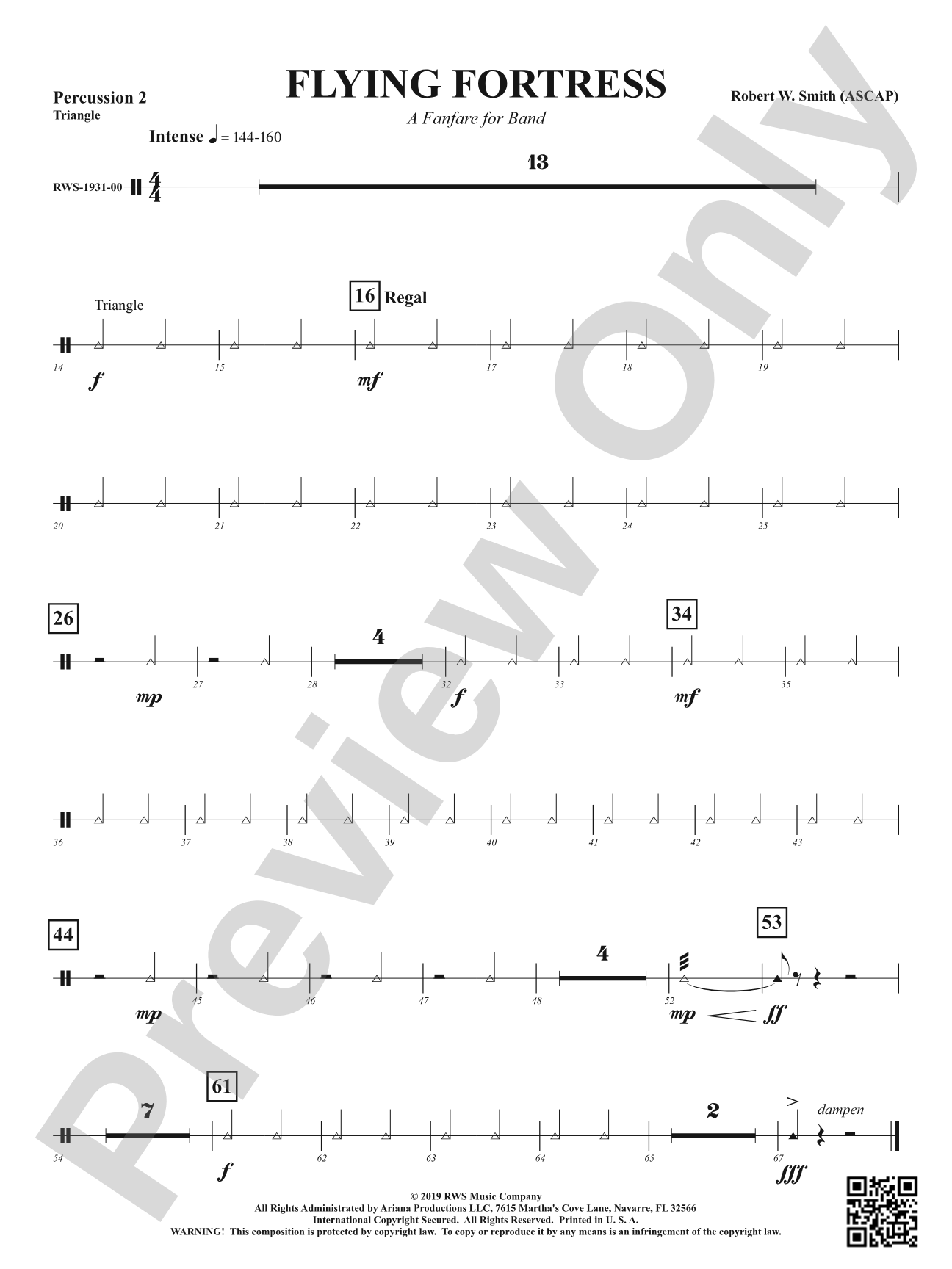 Flying Fortress - A Fanfare for Band: 2nd Percussion