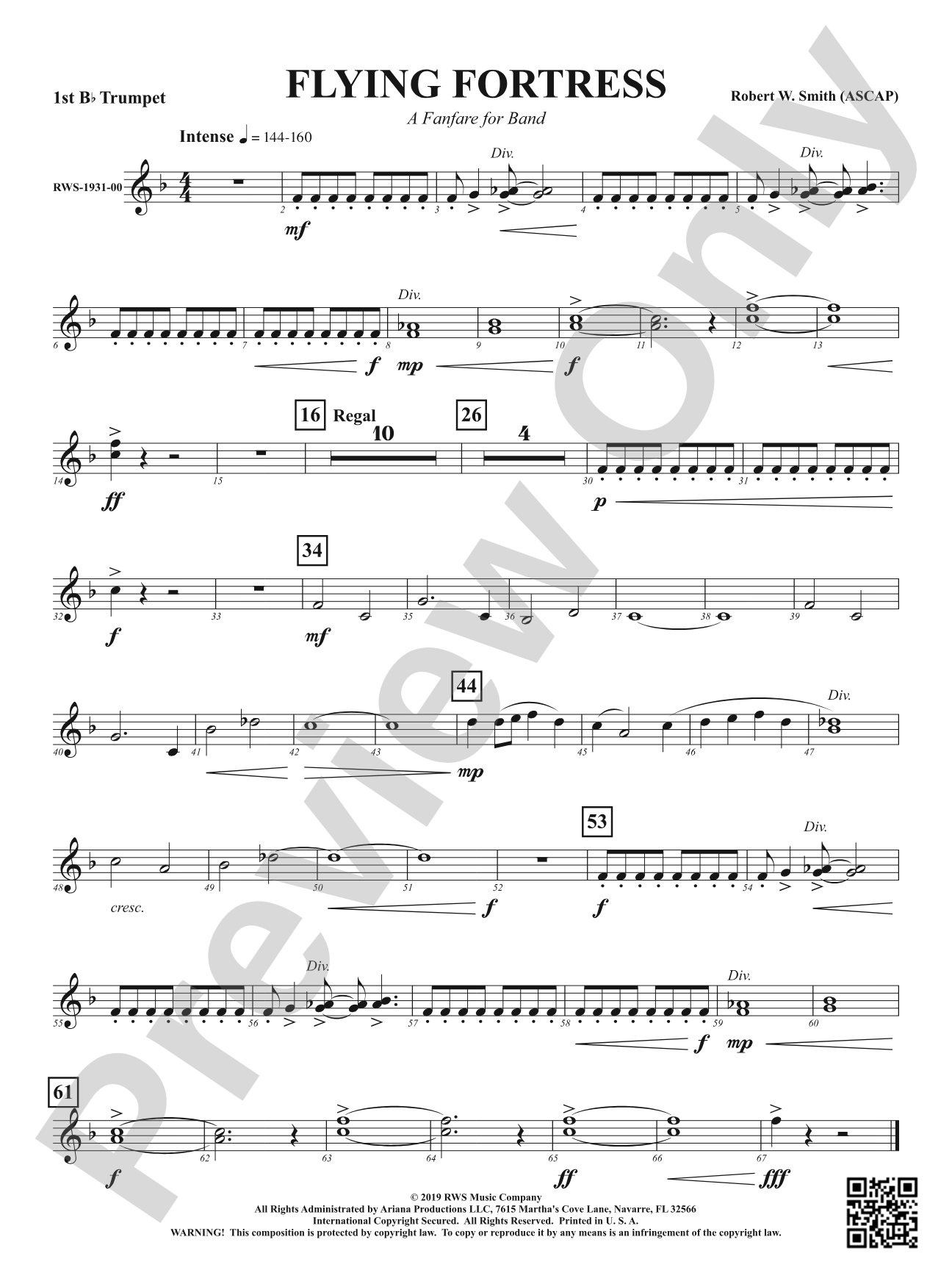 Flying Fortress - A Fanfare for Band: 1st B-flat Trumpet