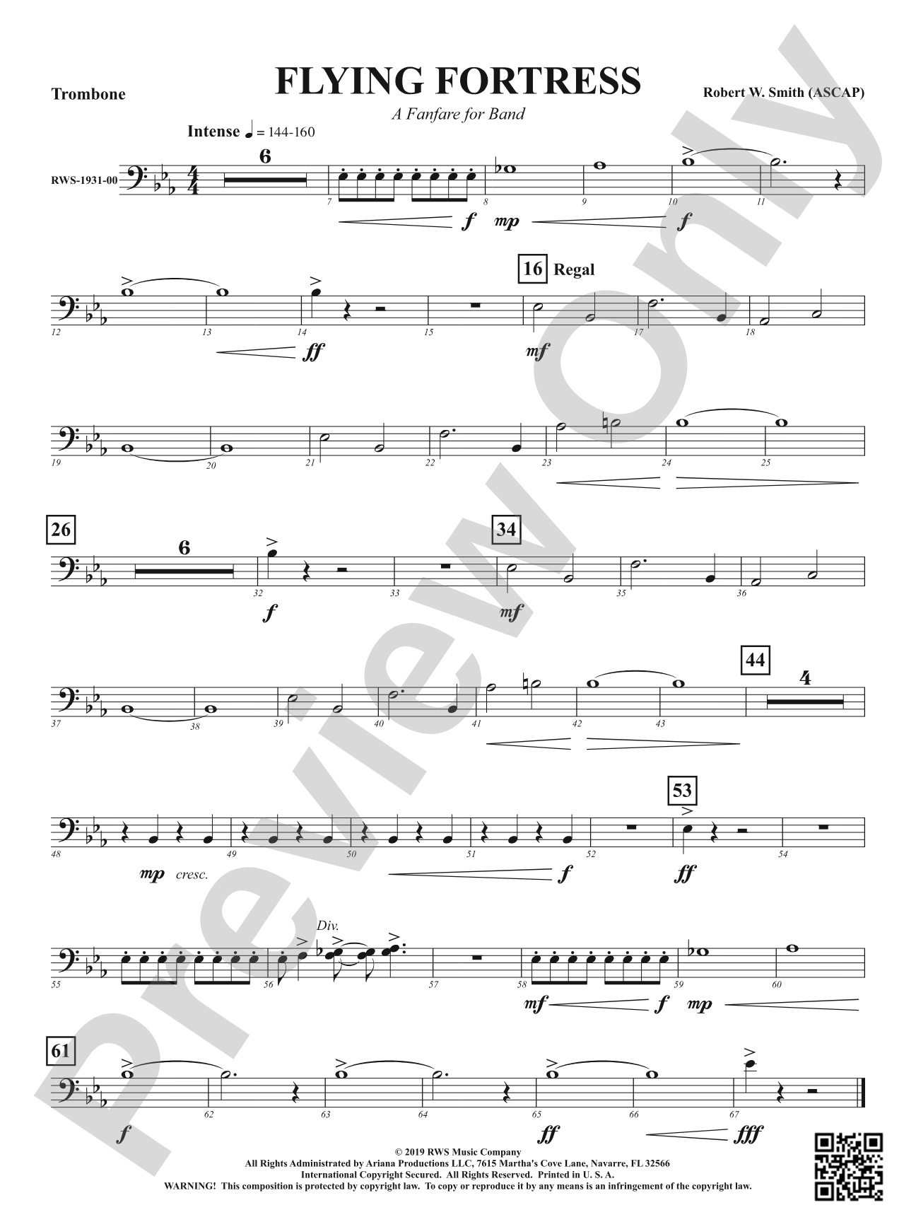 Flying Fortress - A Fanfare for Band: 1st Trombone