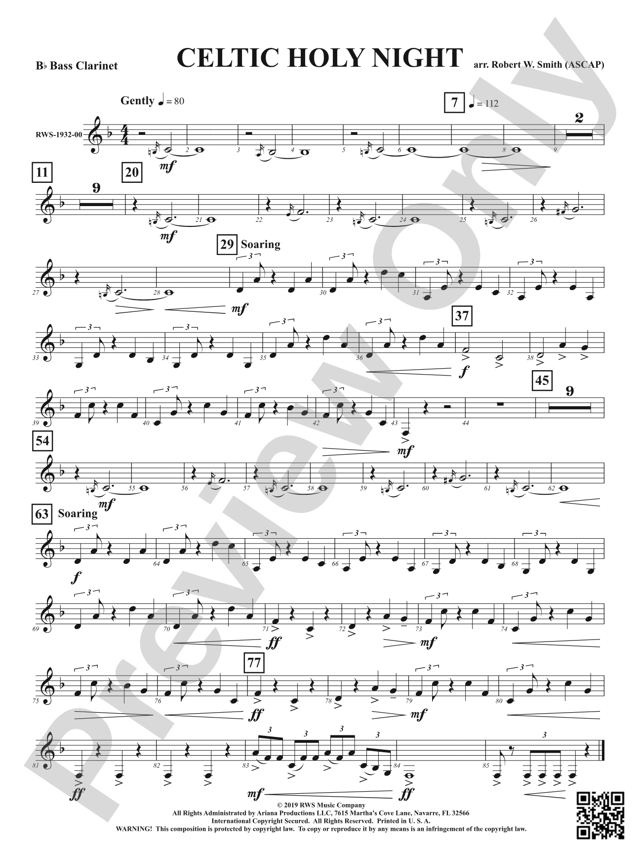 Celtic Holy Night: B-flat Bass Clarinet
