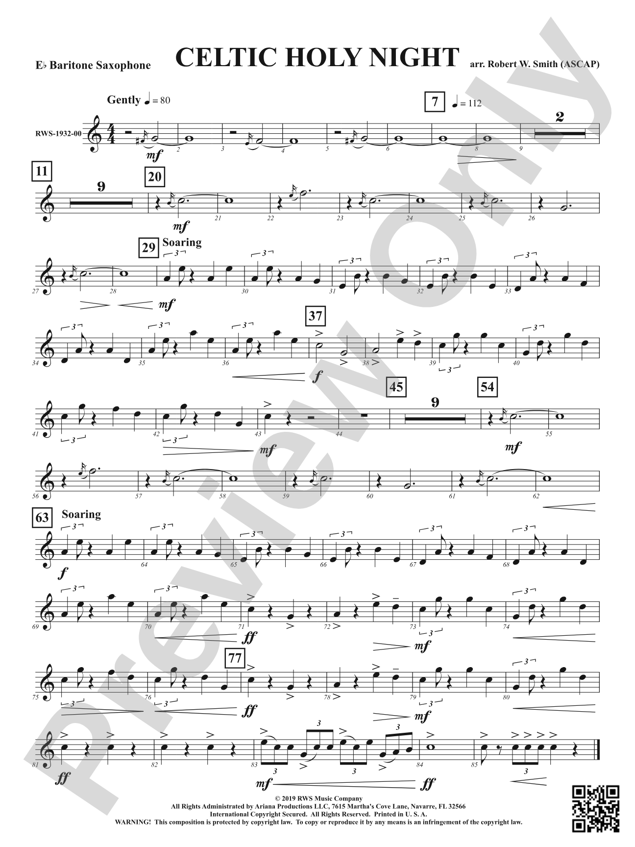 Celtic Holy Night: E-flat Baritone Saxophone