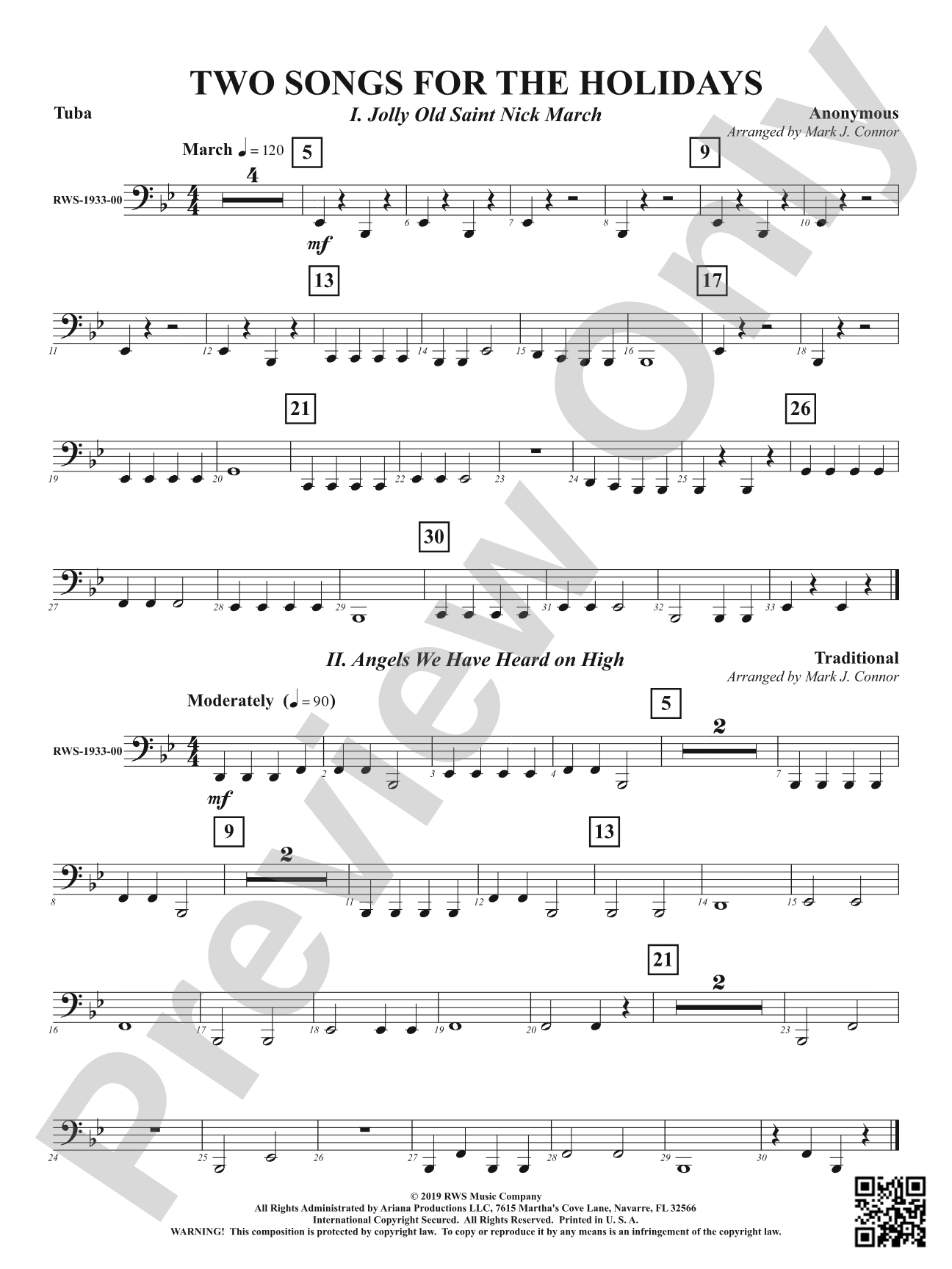 Two Songs for the Holidays - Jolly Old Saint Nick March & Angels We Have Heard On High: Tuba