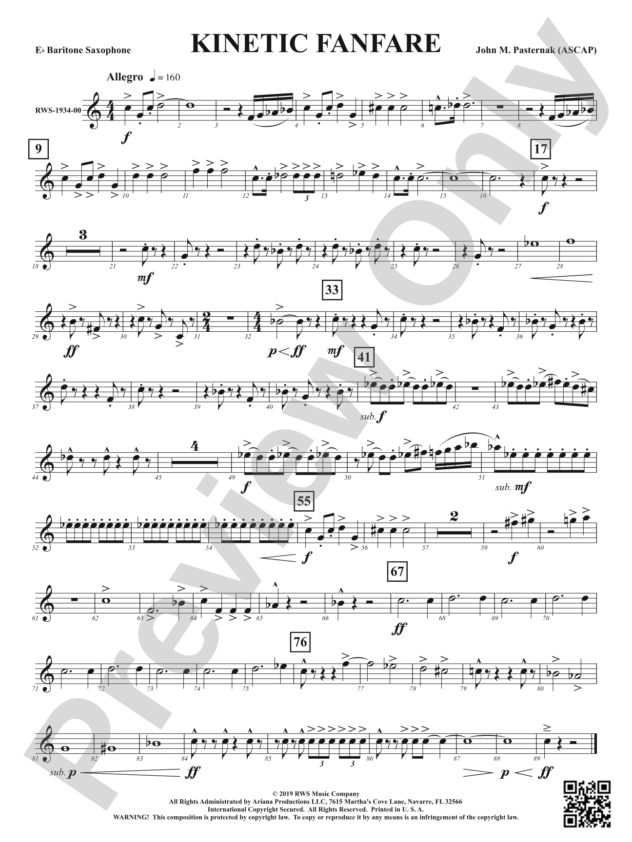 Kinetic Fanfare: E-flat Baritone Saxophone
