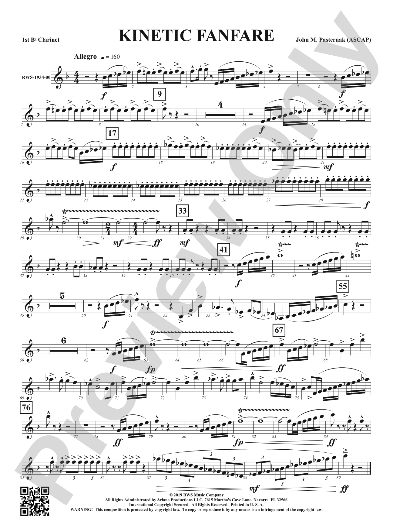 Kinetic Fanfare: 1st B-flat Clarinet