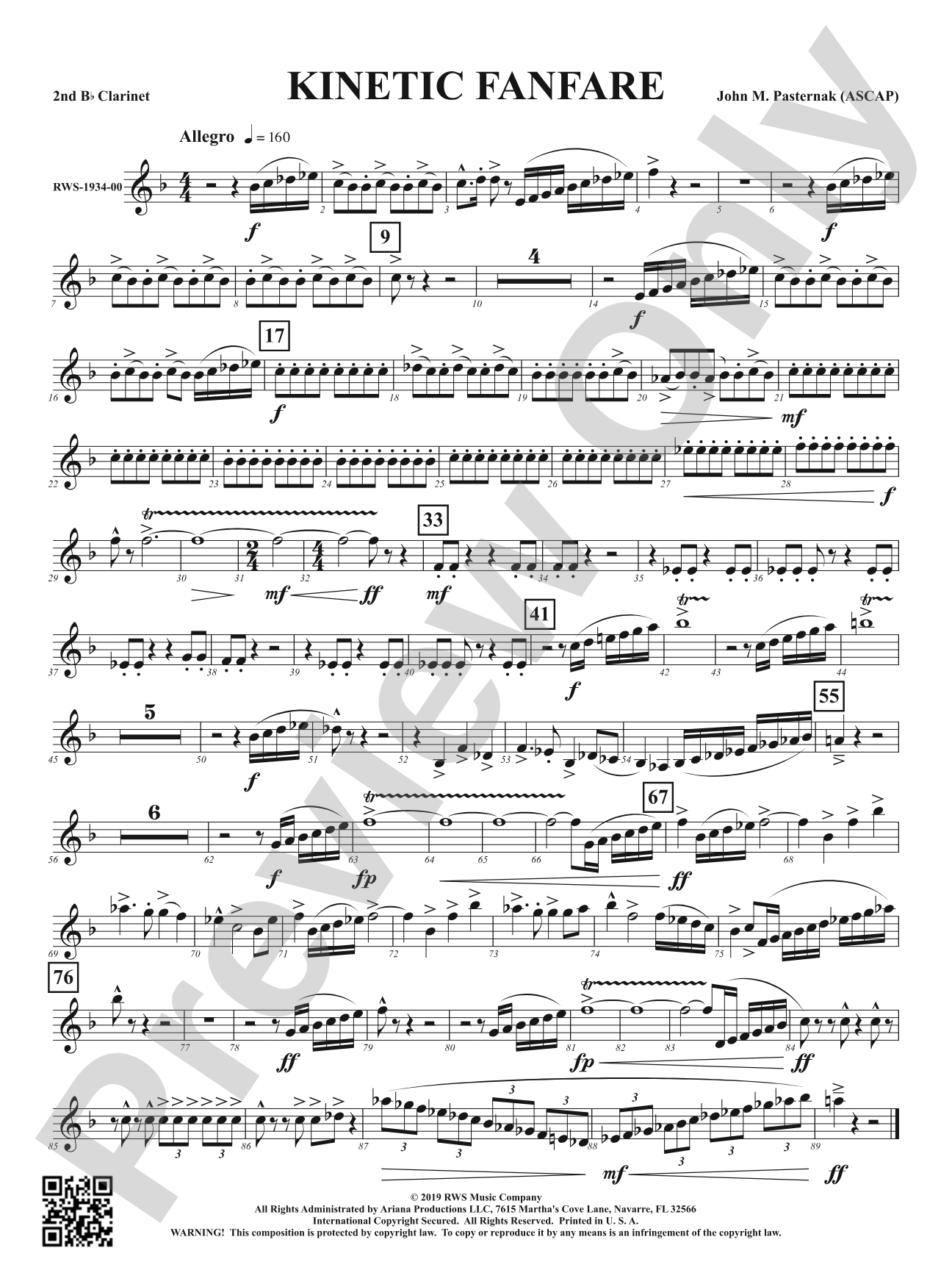 Kinetic Fanfare: 2nd B-flat Clarinet