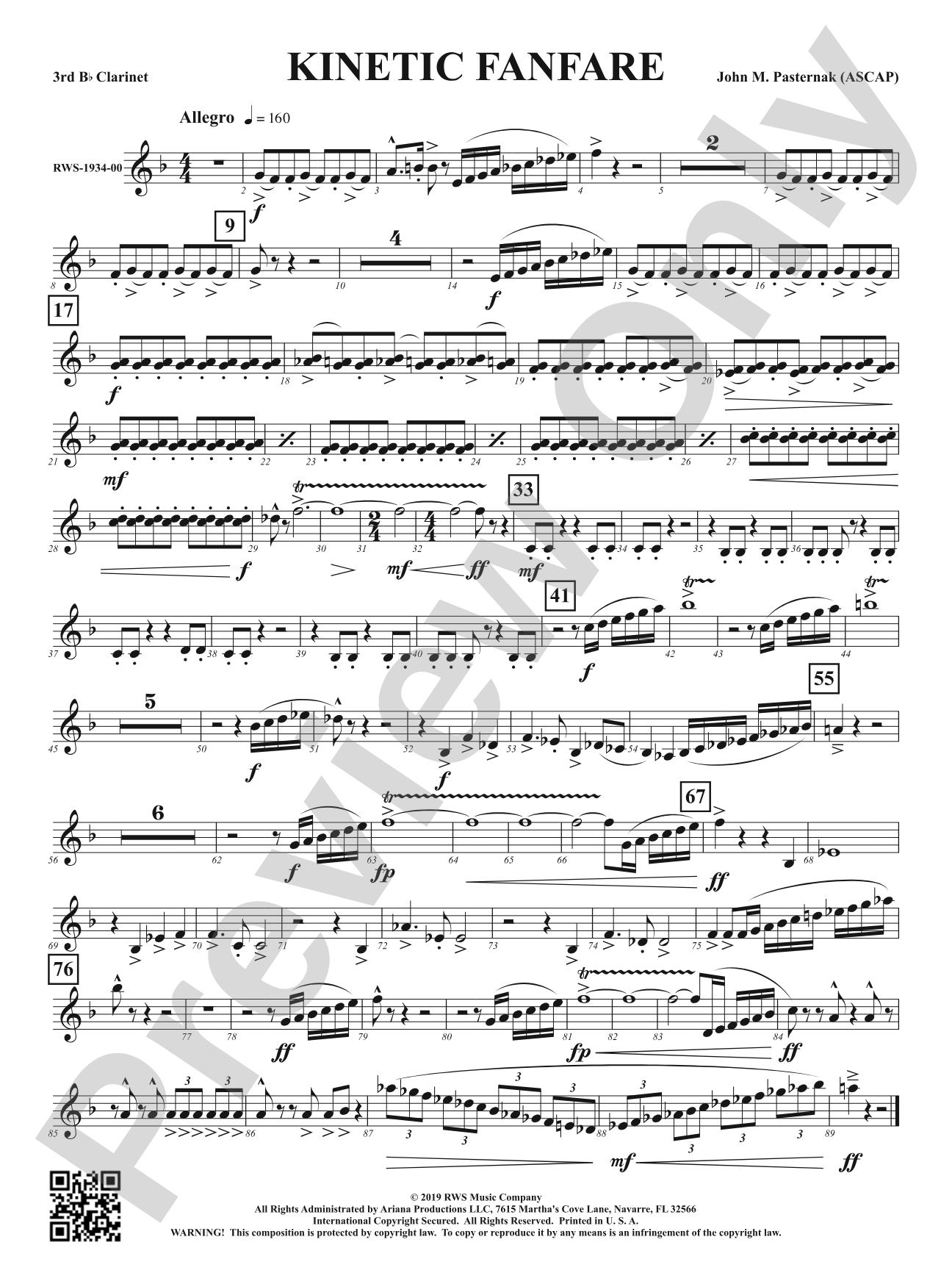 Kinetic Fanfare: 3rd B-flat Clarinet