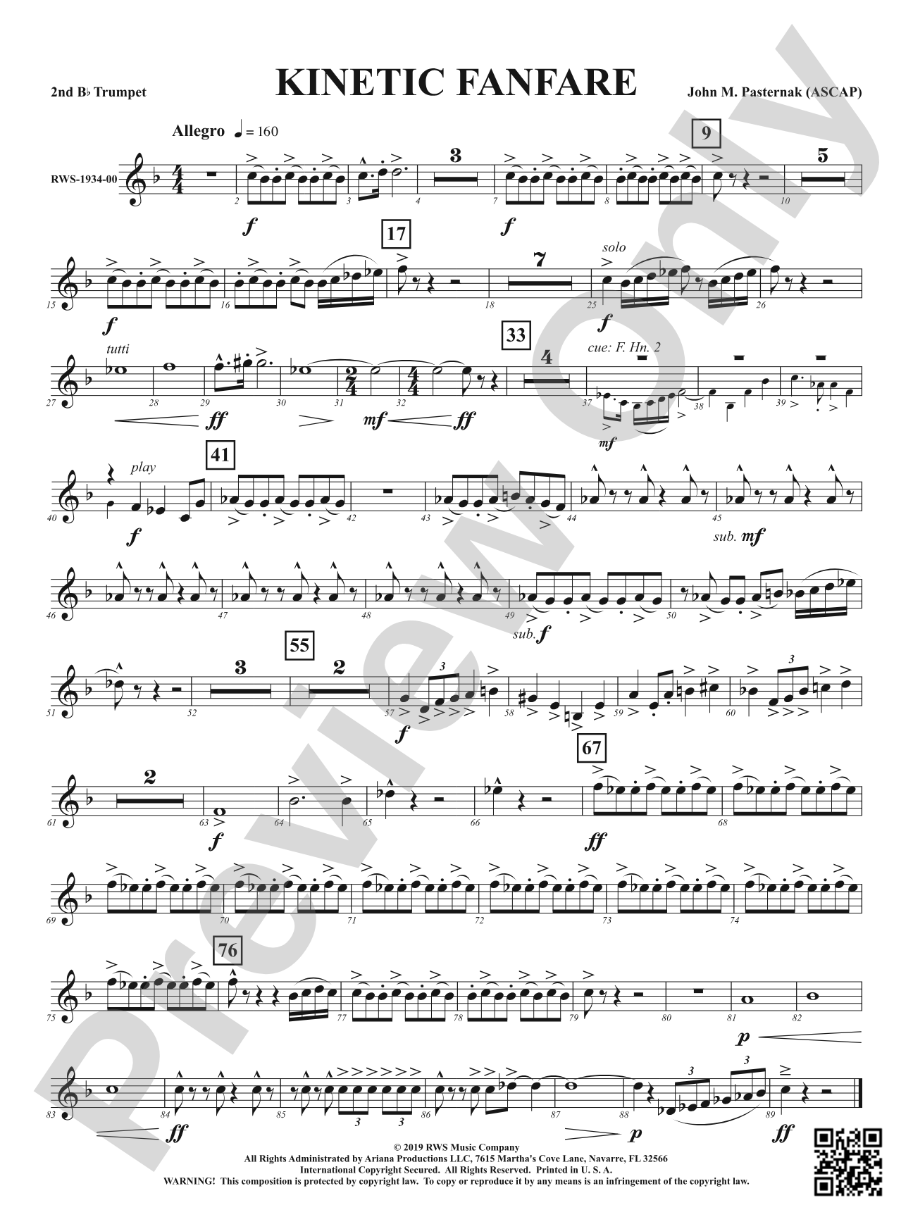 Kinetic Fanfare: 2nd B-flat Trumpet