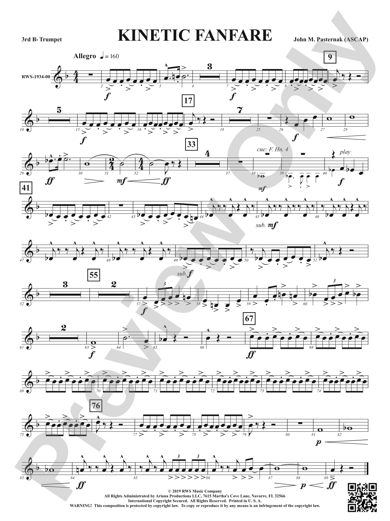 Kinetic Fanfare: 3rd B-flat Trumpet