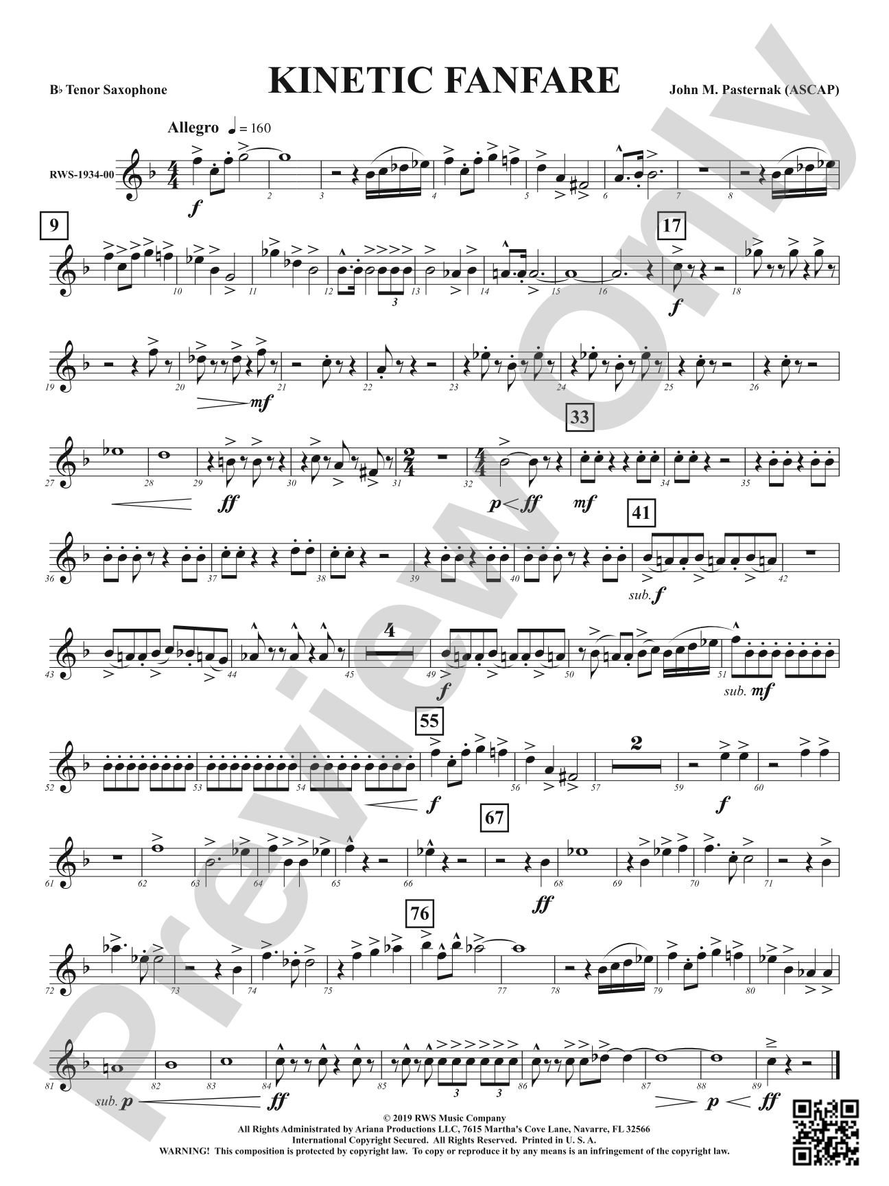 Kinetic Fanfare: B-flat Tenor Saxophone