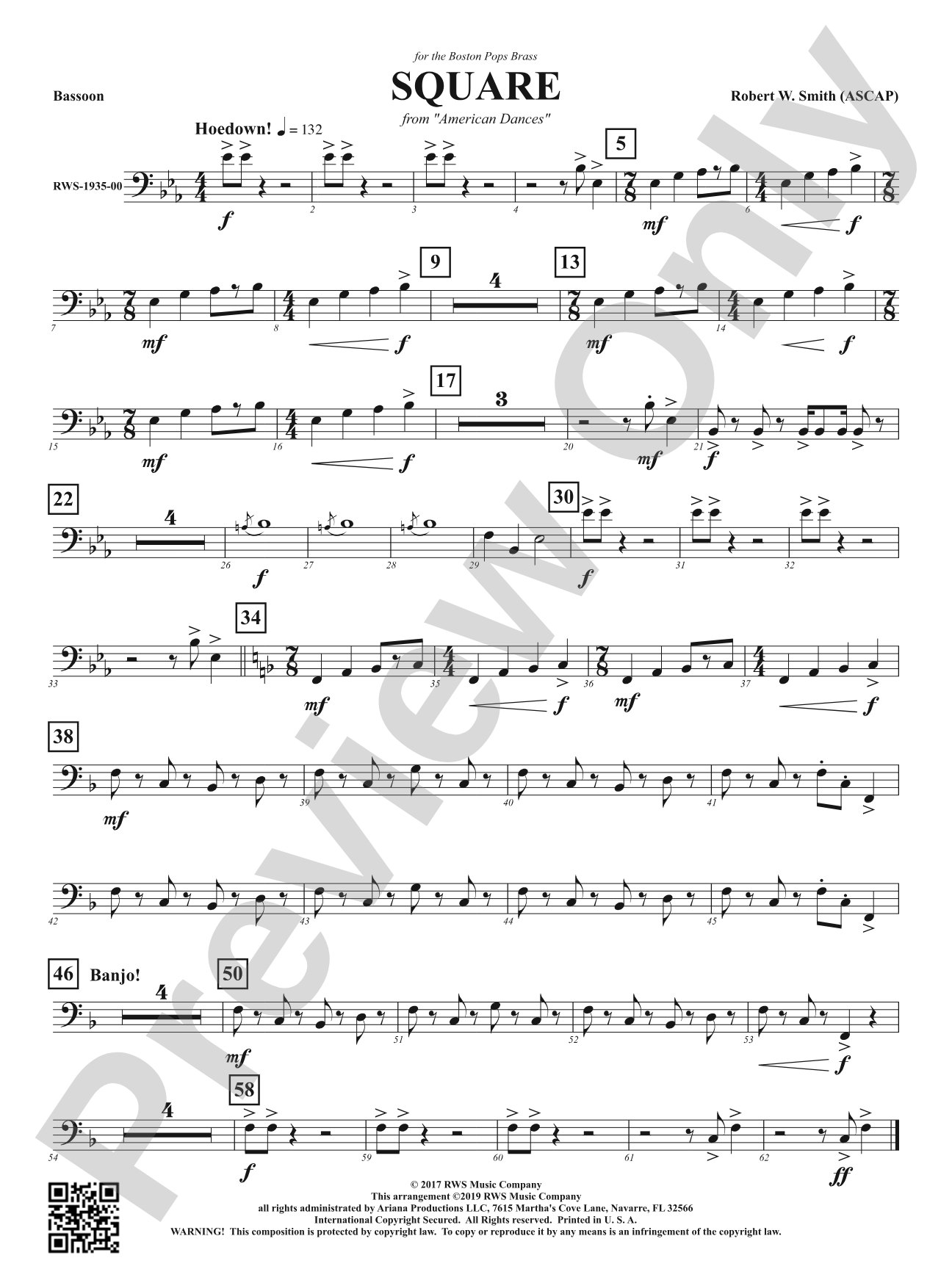 Square - Mvt. 2 from <i>American Dances</i>: Bassoon