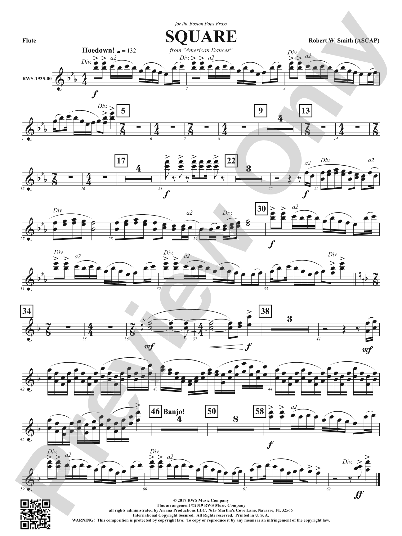 Square - Mvt. 2 from <i>American Dances</i>: 1st Flute