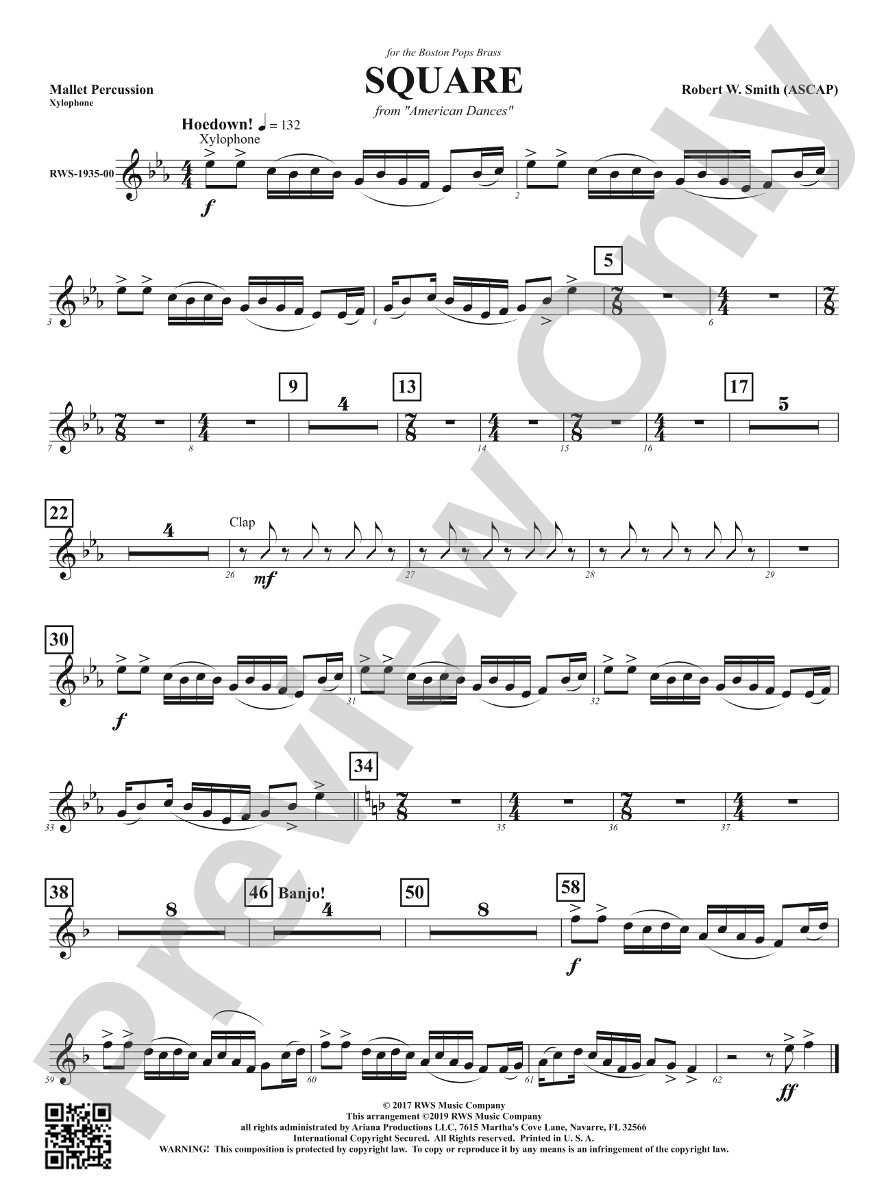 Square - Mvt. 2 from <i>American Dances</i>: 1st Mallet Percussion