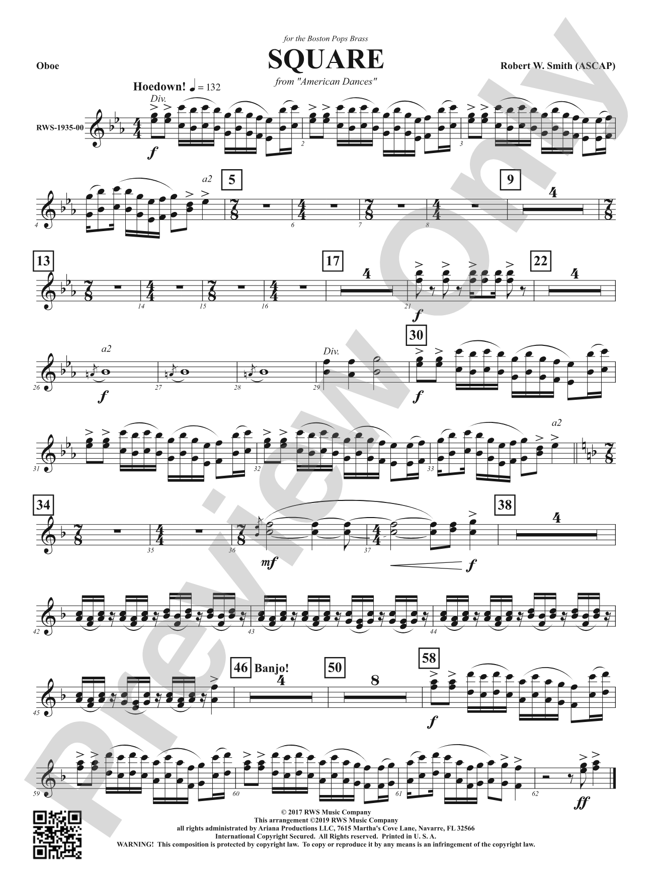Square - Mvt. 2 from <i>American Dances</i>: Oboe