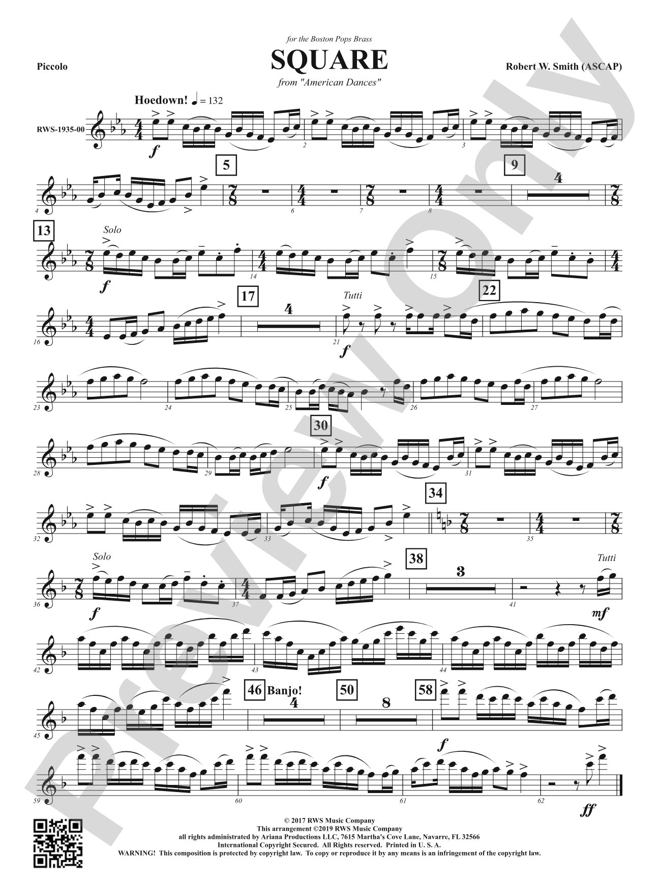 Square - Mvt. 2 from <i>American Dances</i>: Piccolo